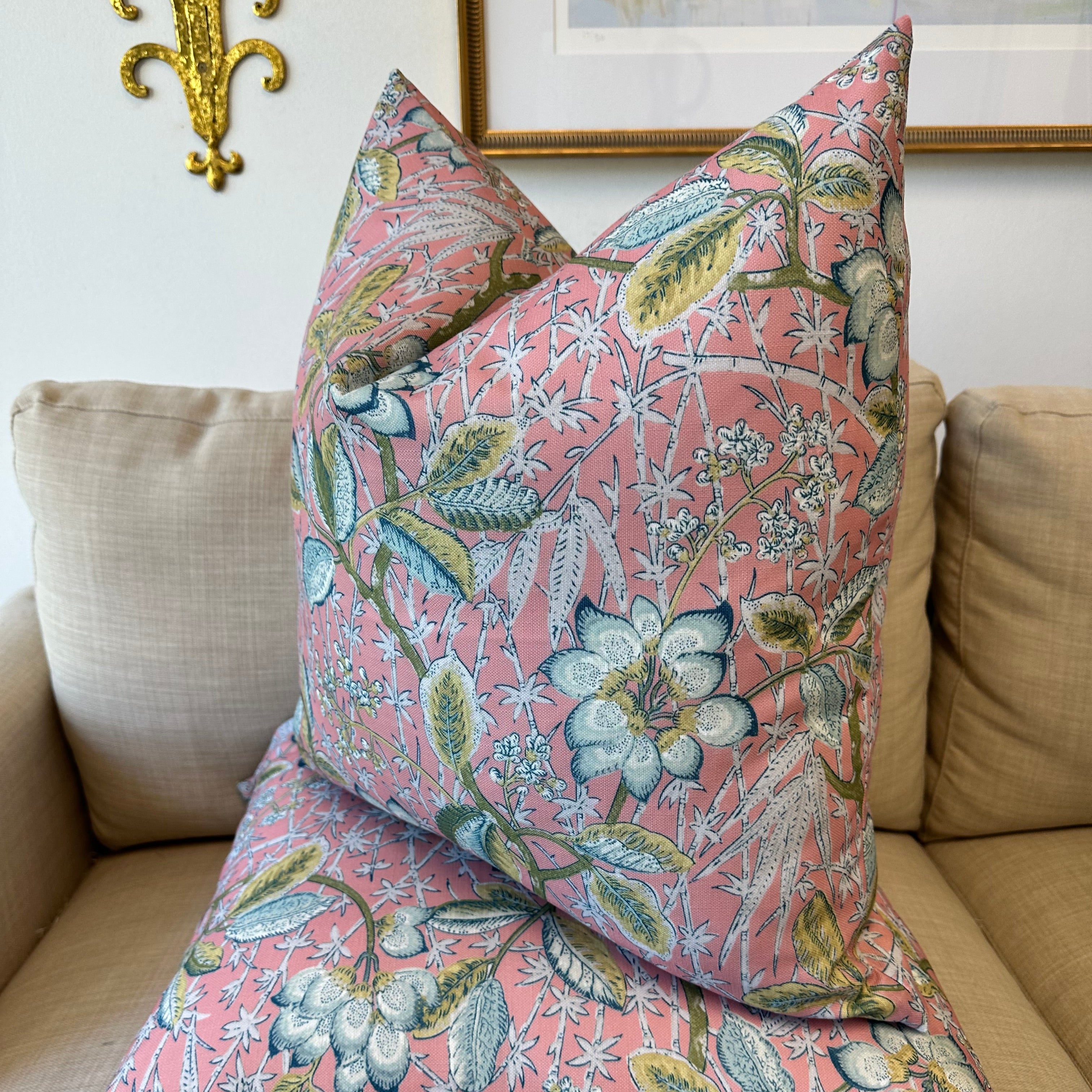 Abigail Pillow Cover in Coral-WWH4