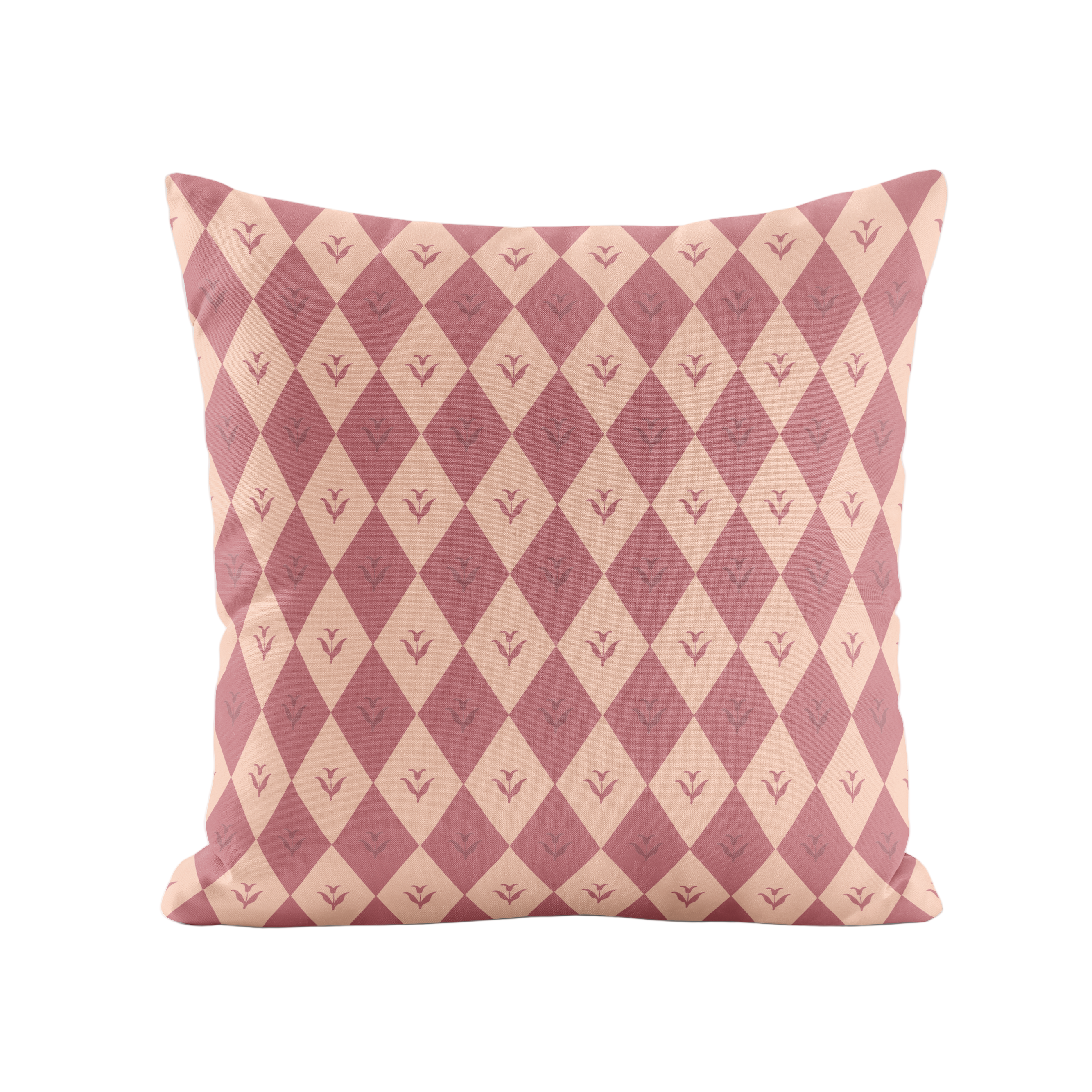 Pink geometric and floral pillow