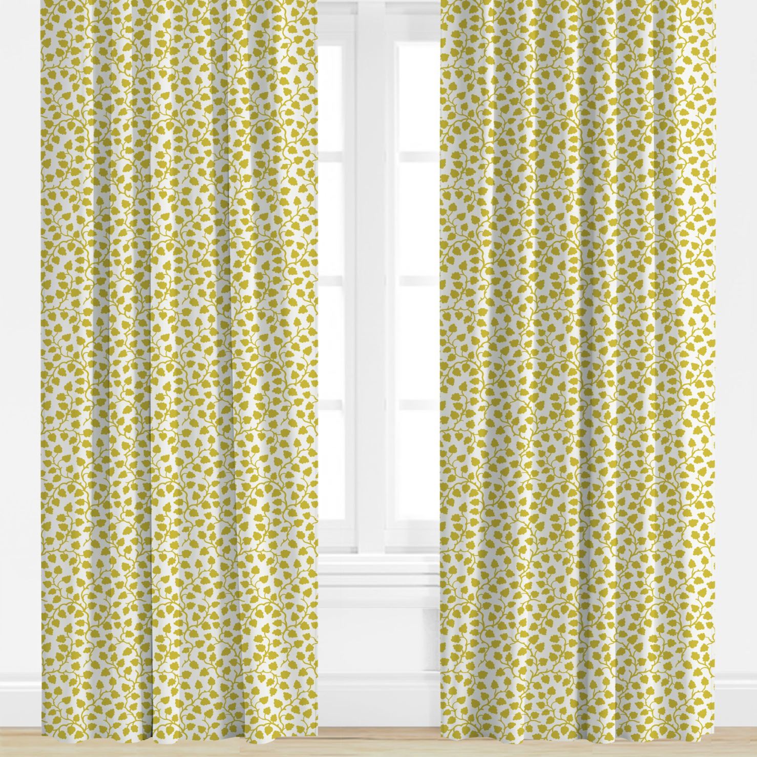 Citrus colored floral patterned drapes