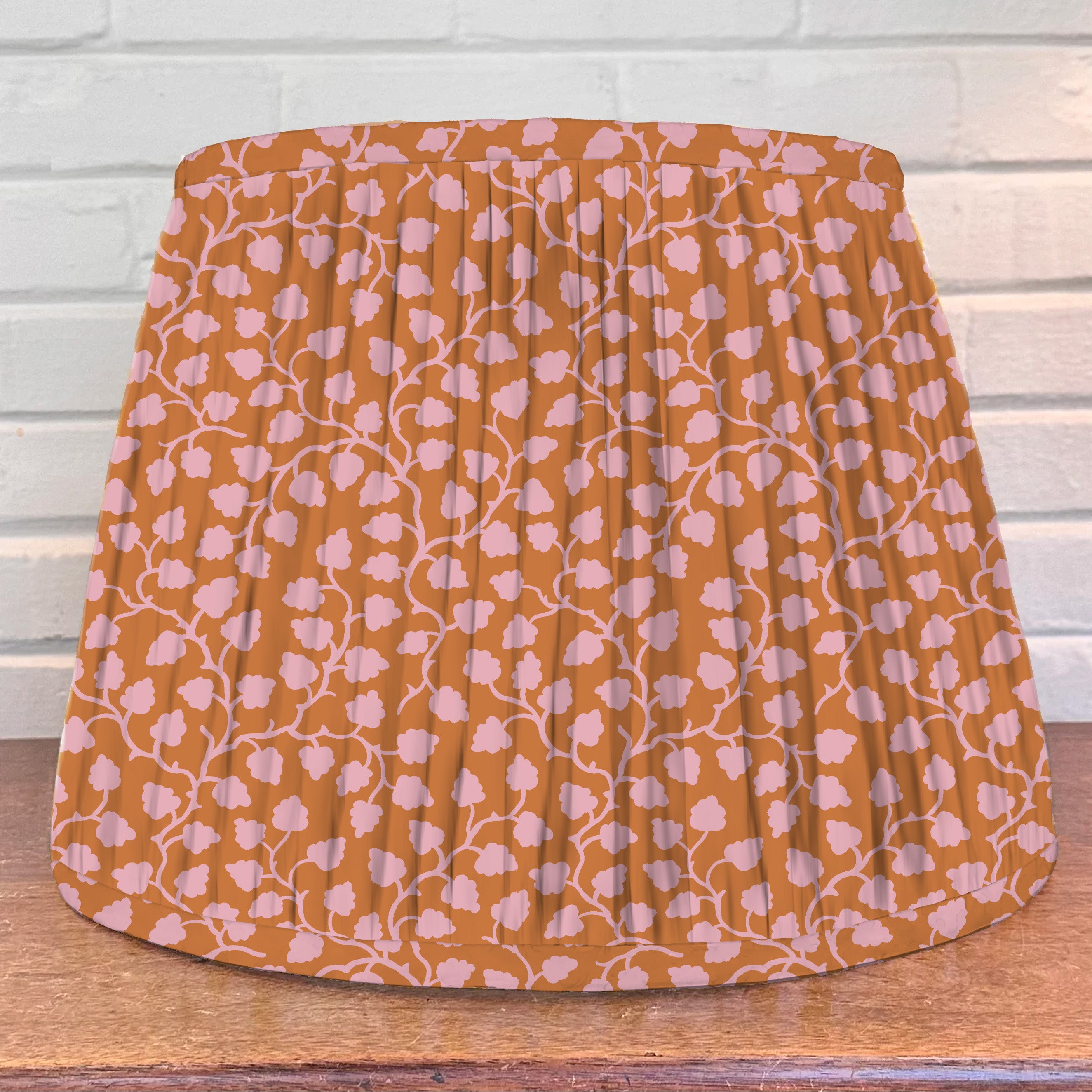 Lampshade in orange and pink floral pattern