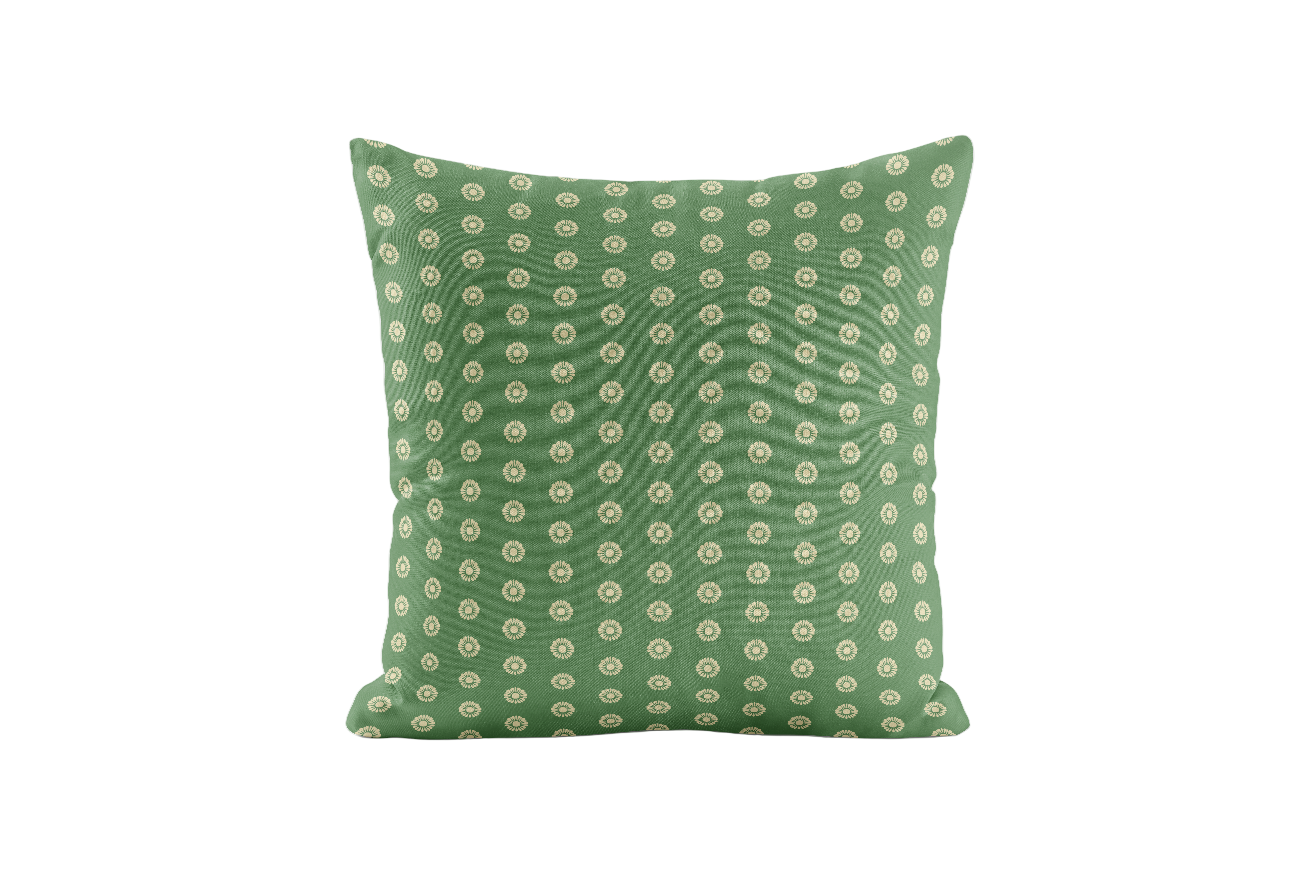 Green floral, dotted pillow
