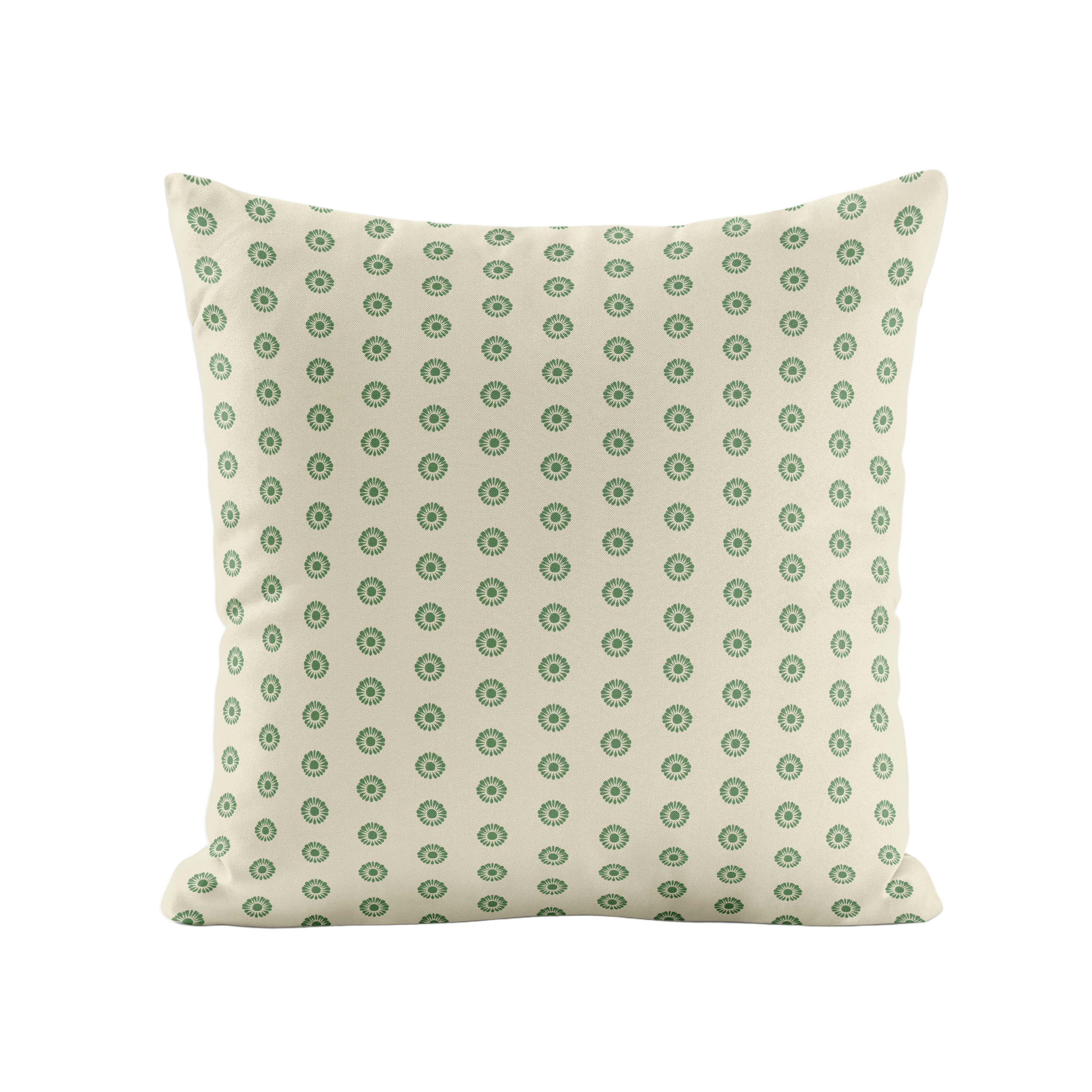 Green floral, dotted pillow cover