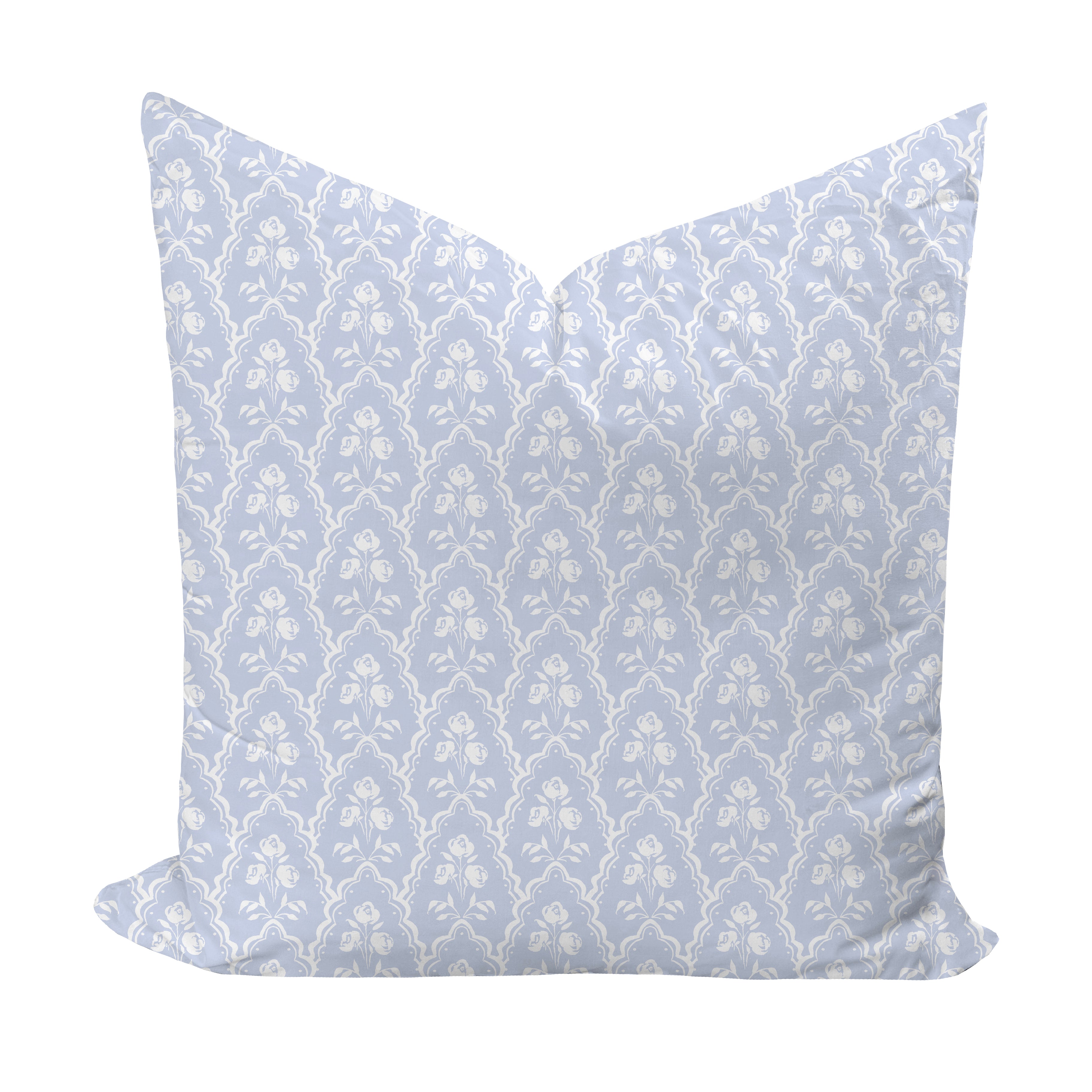 Floral pattern pillow cover in periwinkle