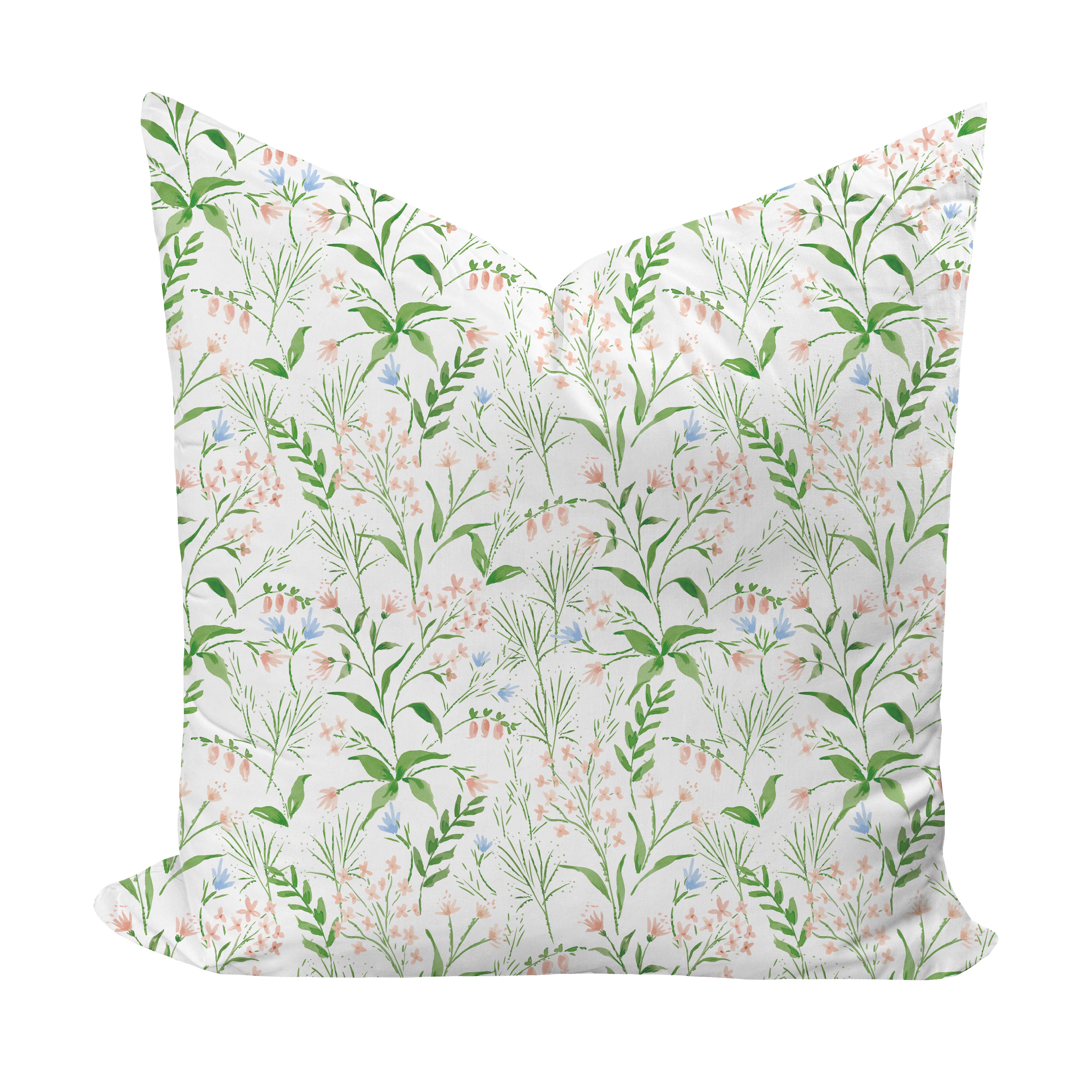 Pink and Green floral patterned pillow cover