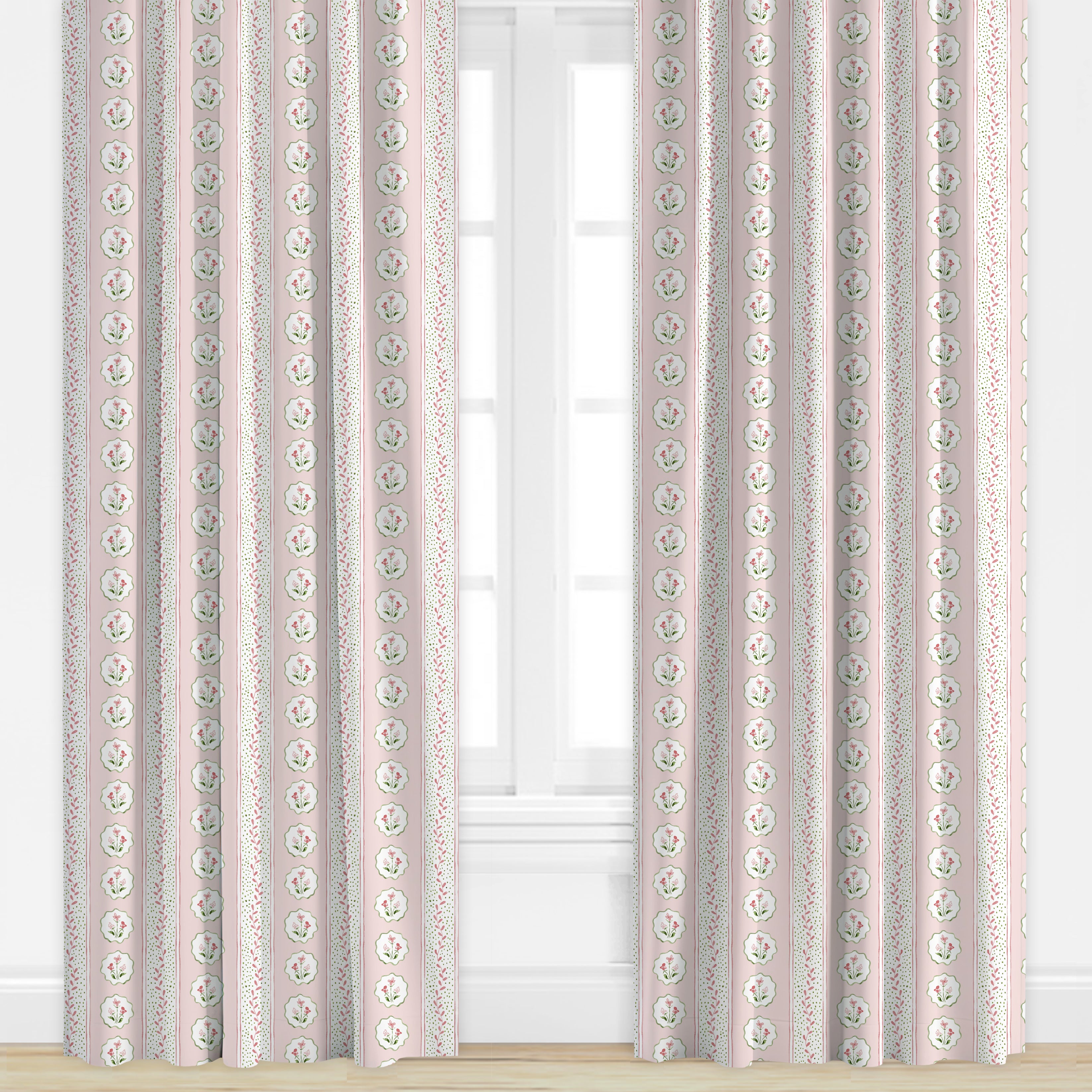 floral patterned drape in pink and green by Camilla Moss