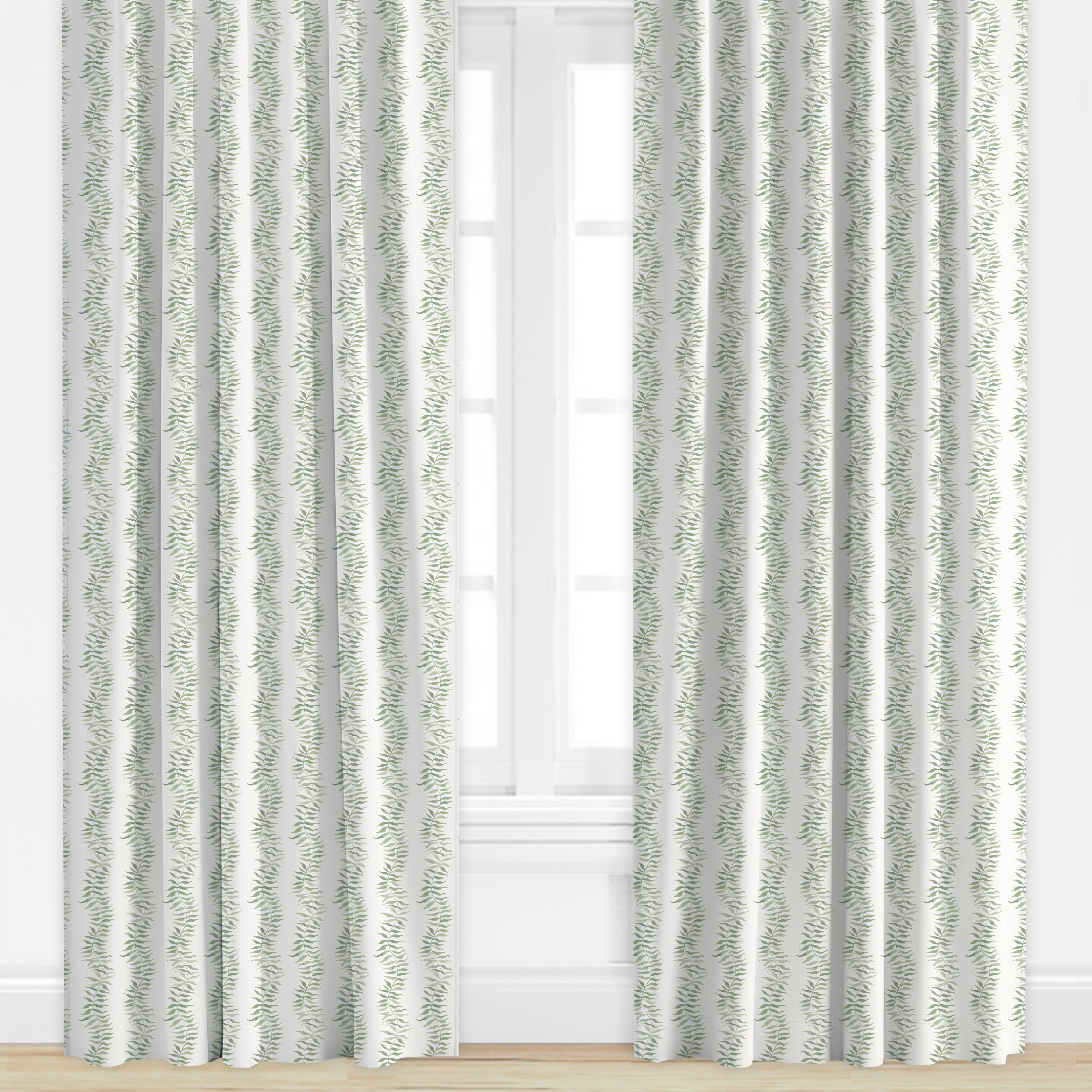 Sage colored drape by Camilla Moss