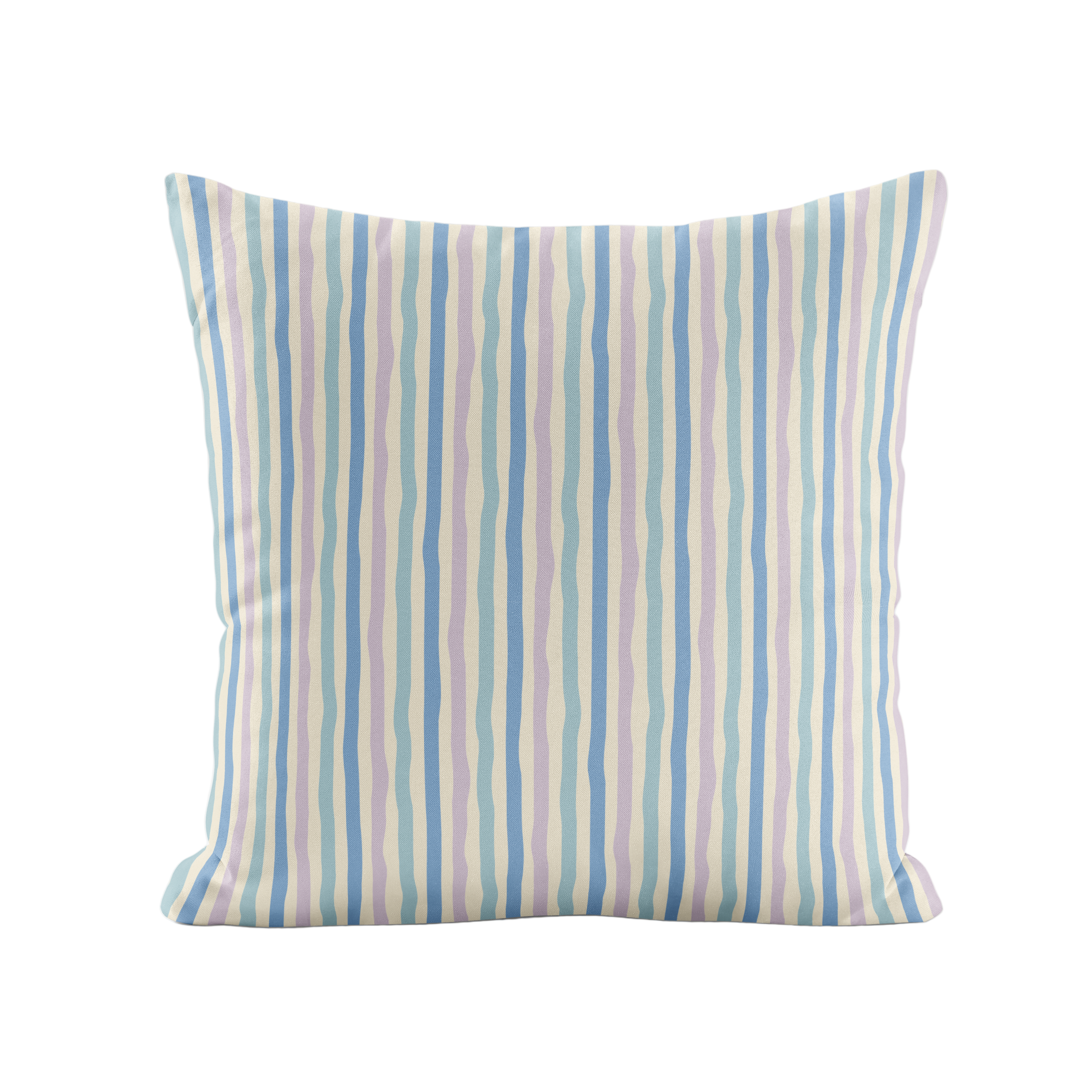 Striped pillow in blue and lavender