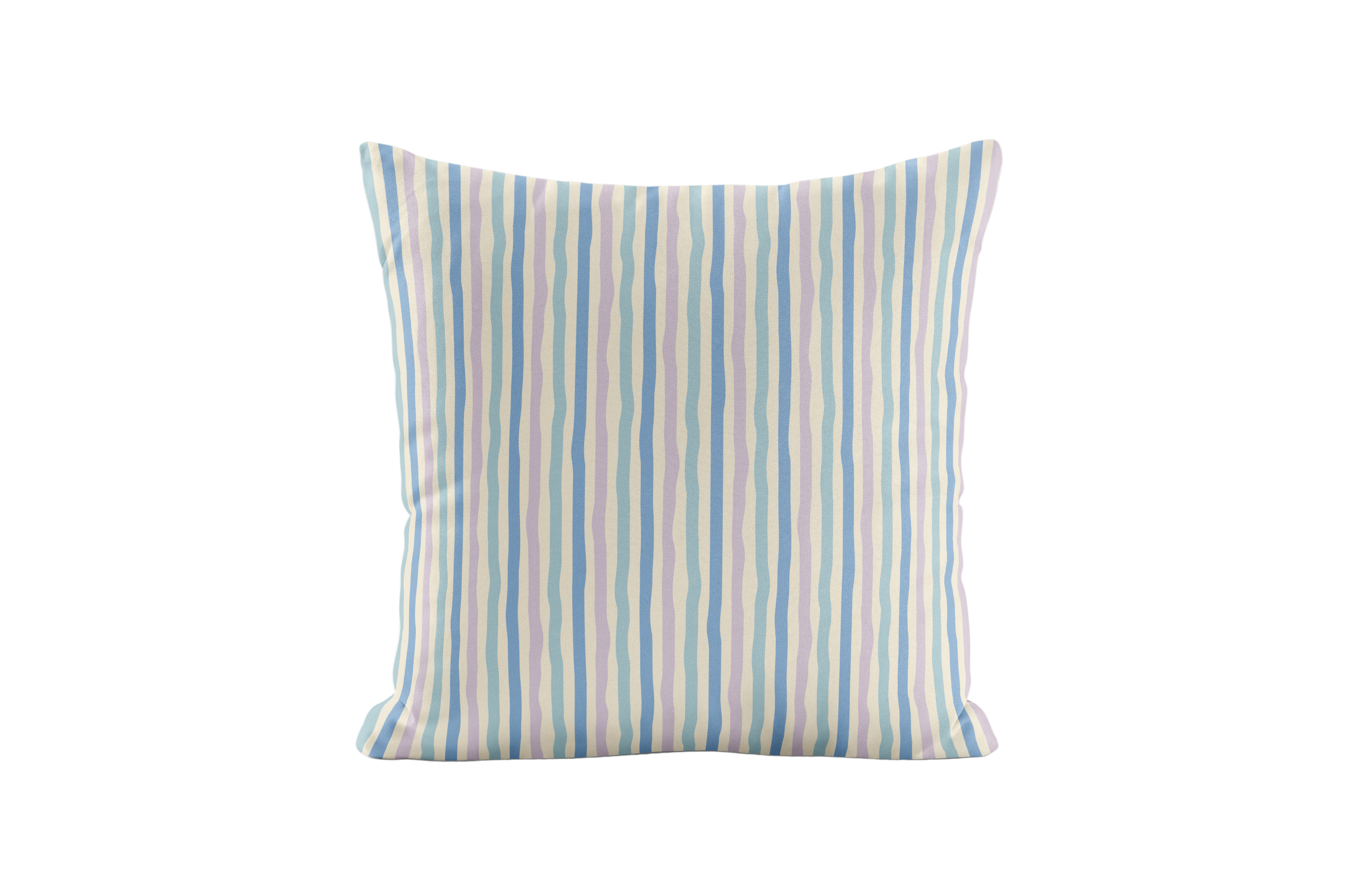 Striped pillow in blue and lavender