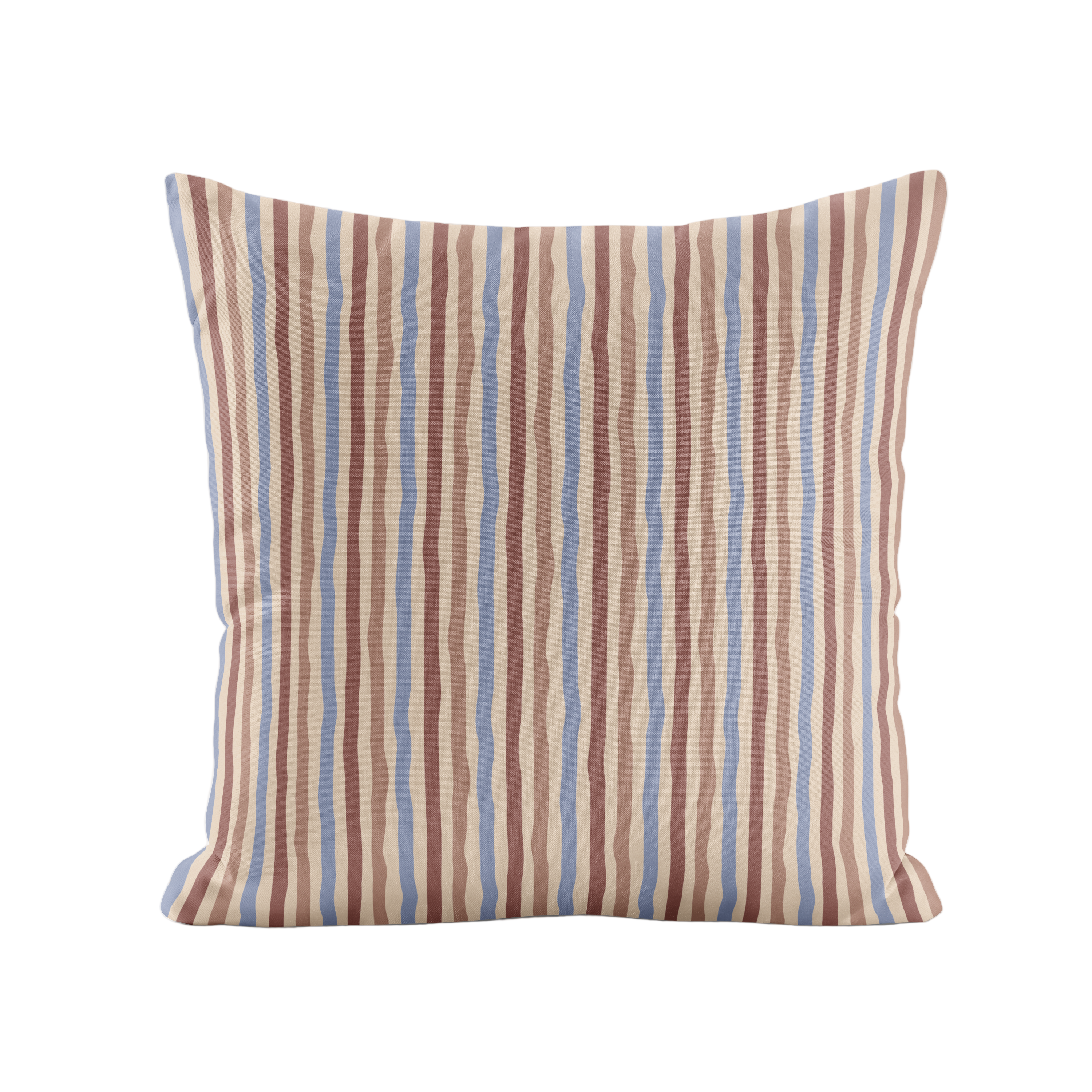 Striped pillow with brown and Purple pattern on a white background