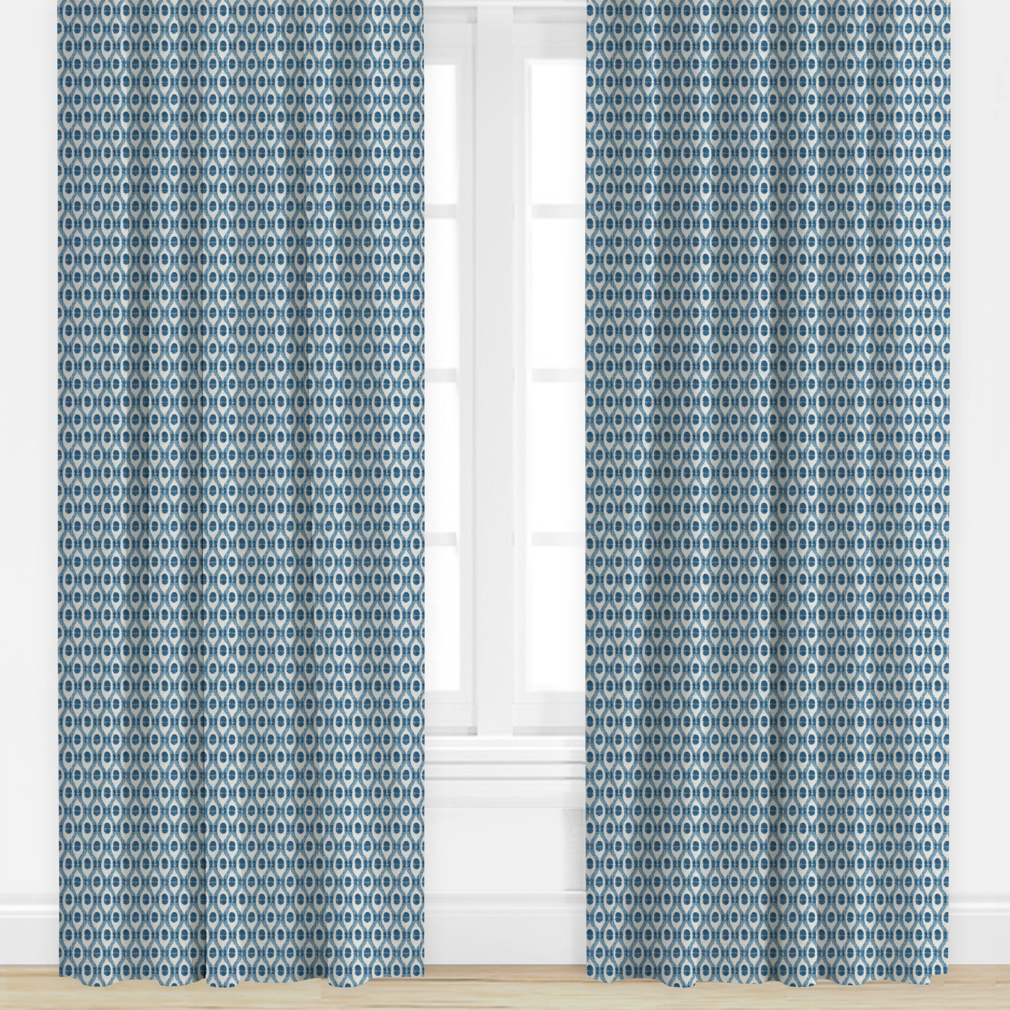 Hanapepe Blue geometric patterned curtains by Kravet