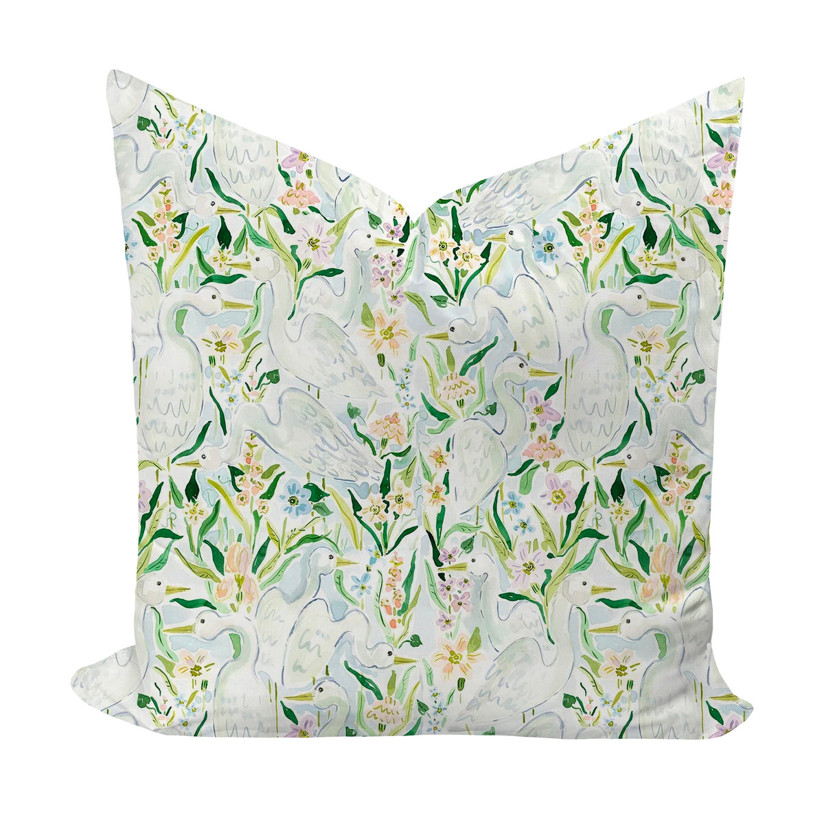 Heron patterned pillow cover by evelyn henson