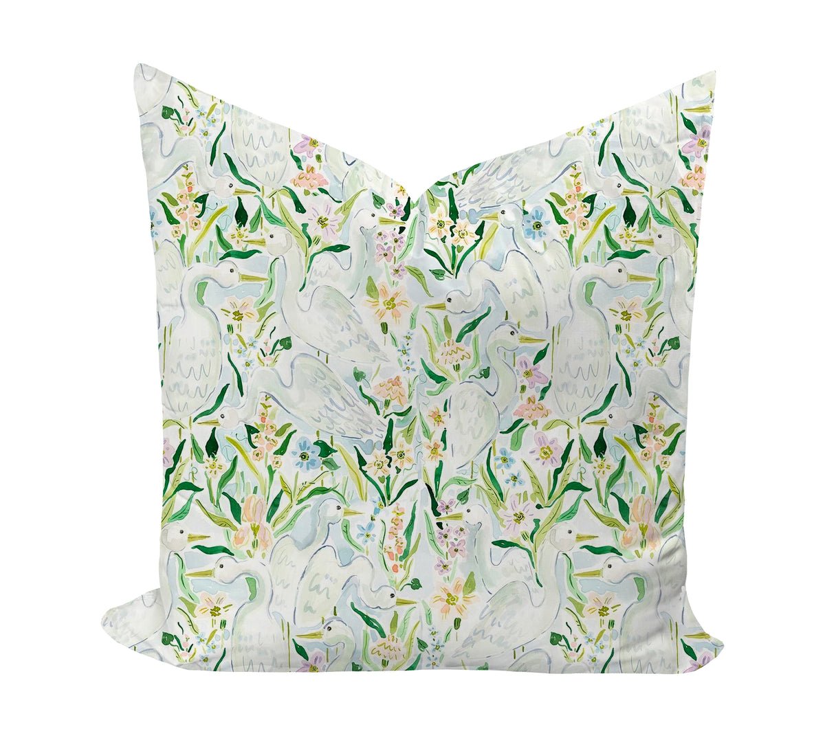 Heron patterned pillow cover by evelyn henson
