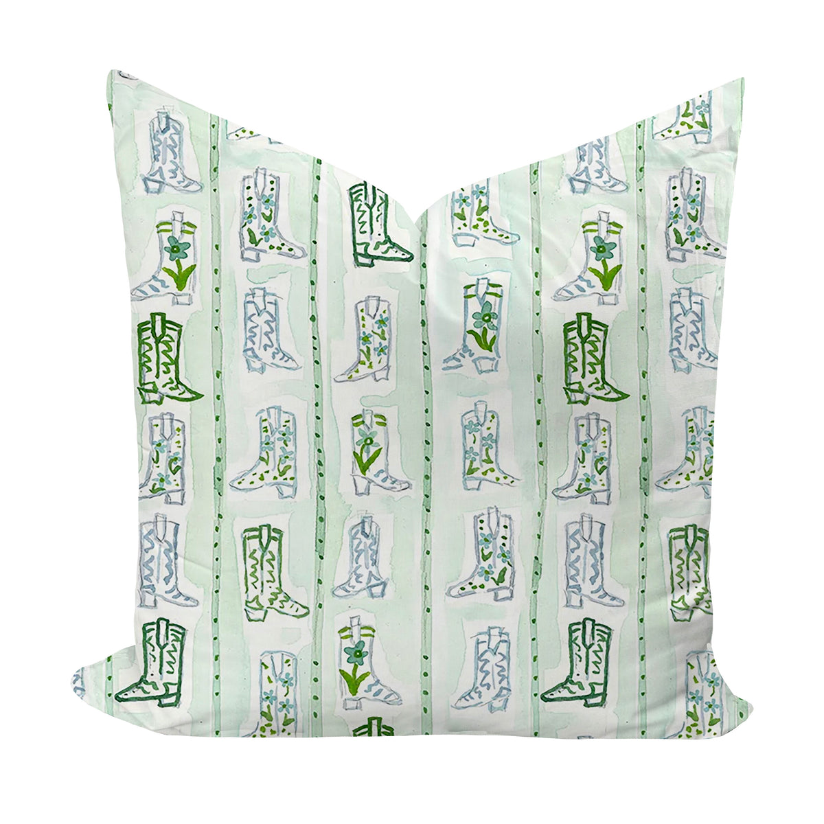 Cowboy boot patterned pillow cover by Evelyn Henson