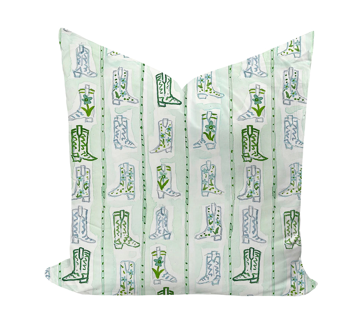 Cowboy boot patterned pillow cover by Evelyn Henson