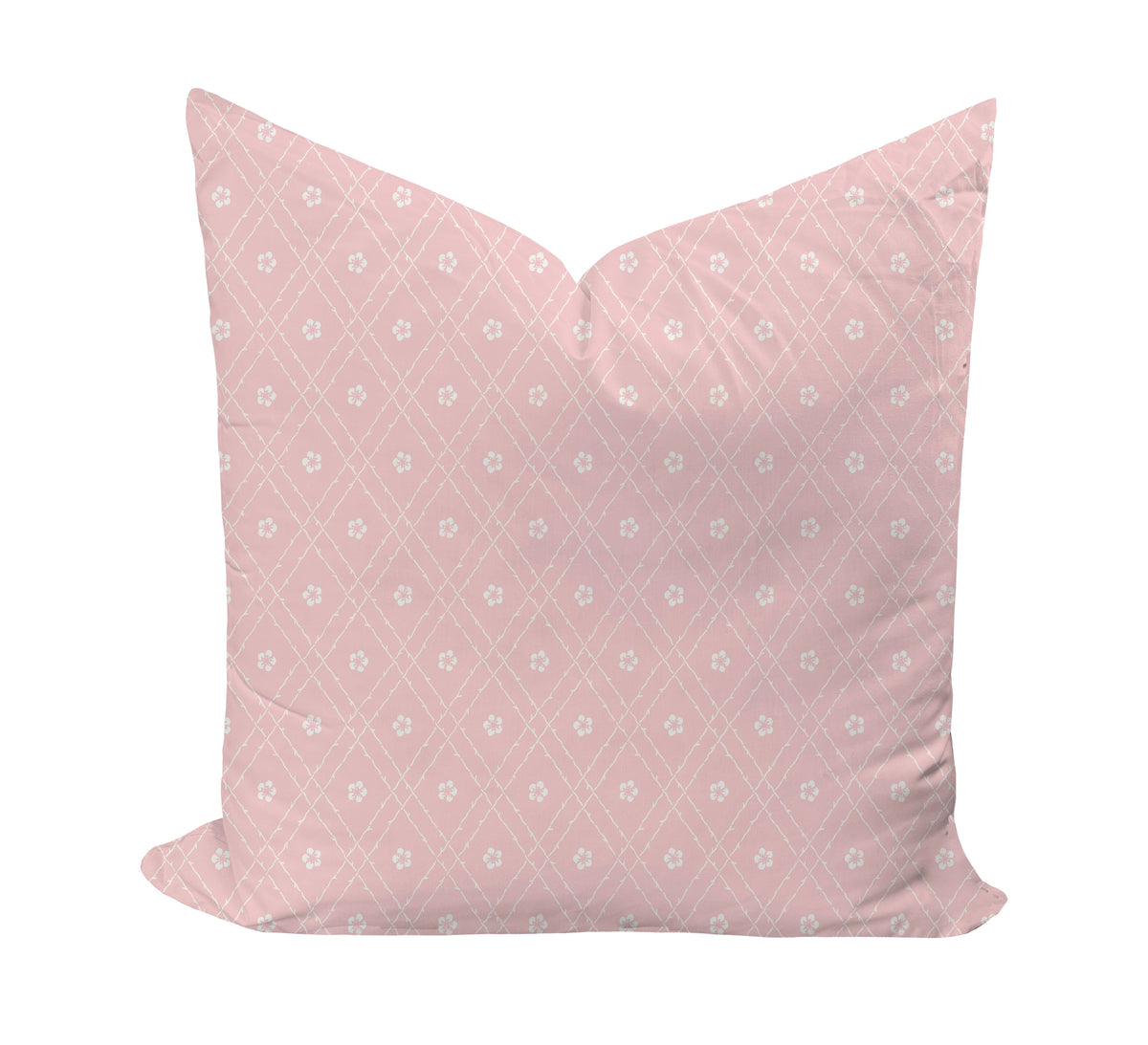 Geometric and floral pillow cover in pink