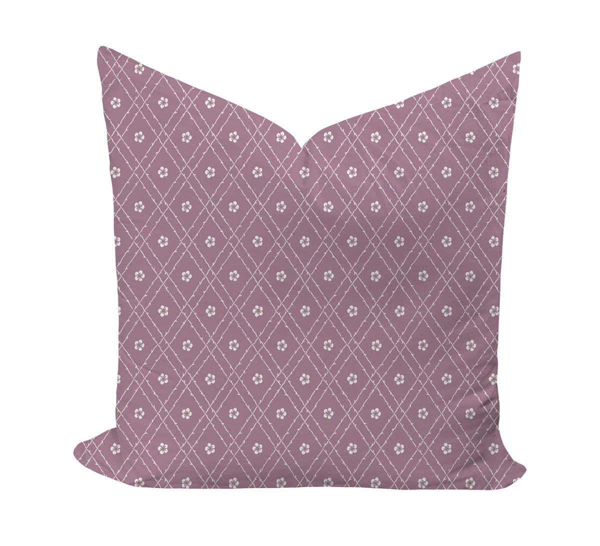 Geometric and floral pillow cover in purple
