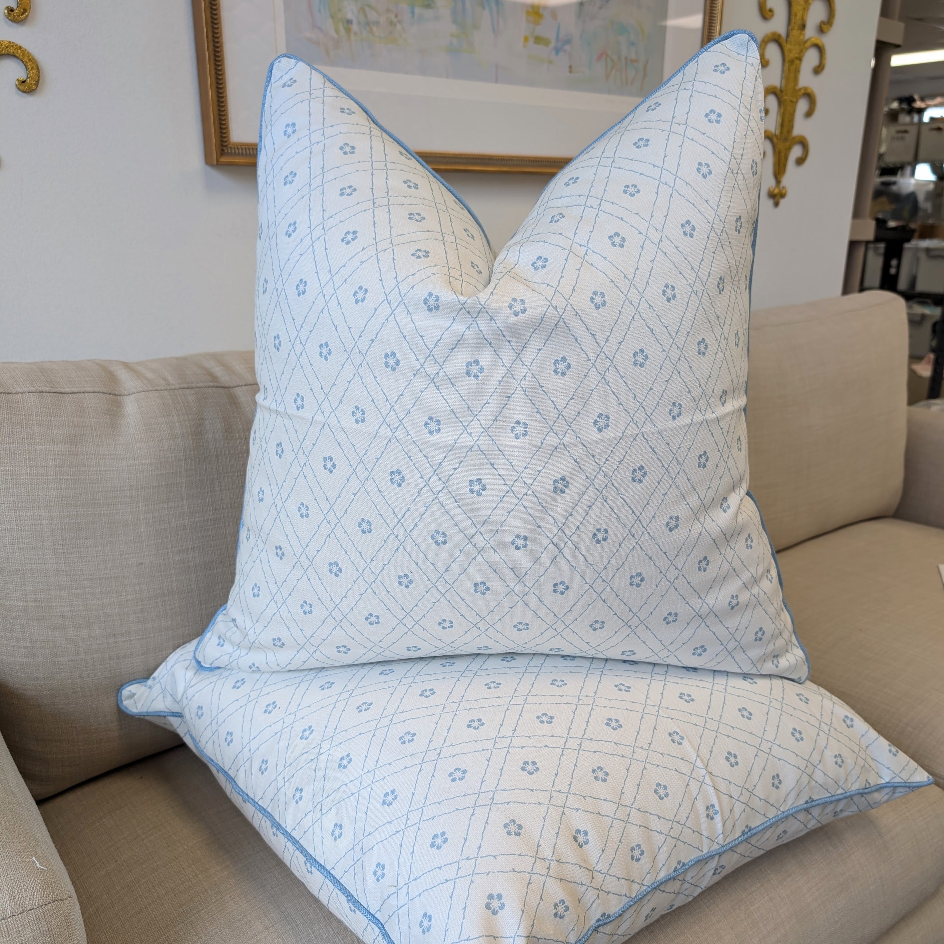 Emily Pillow Cover in Rain-WWH2