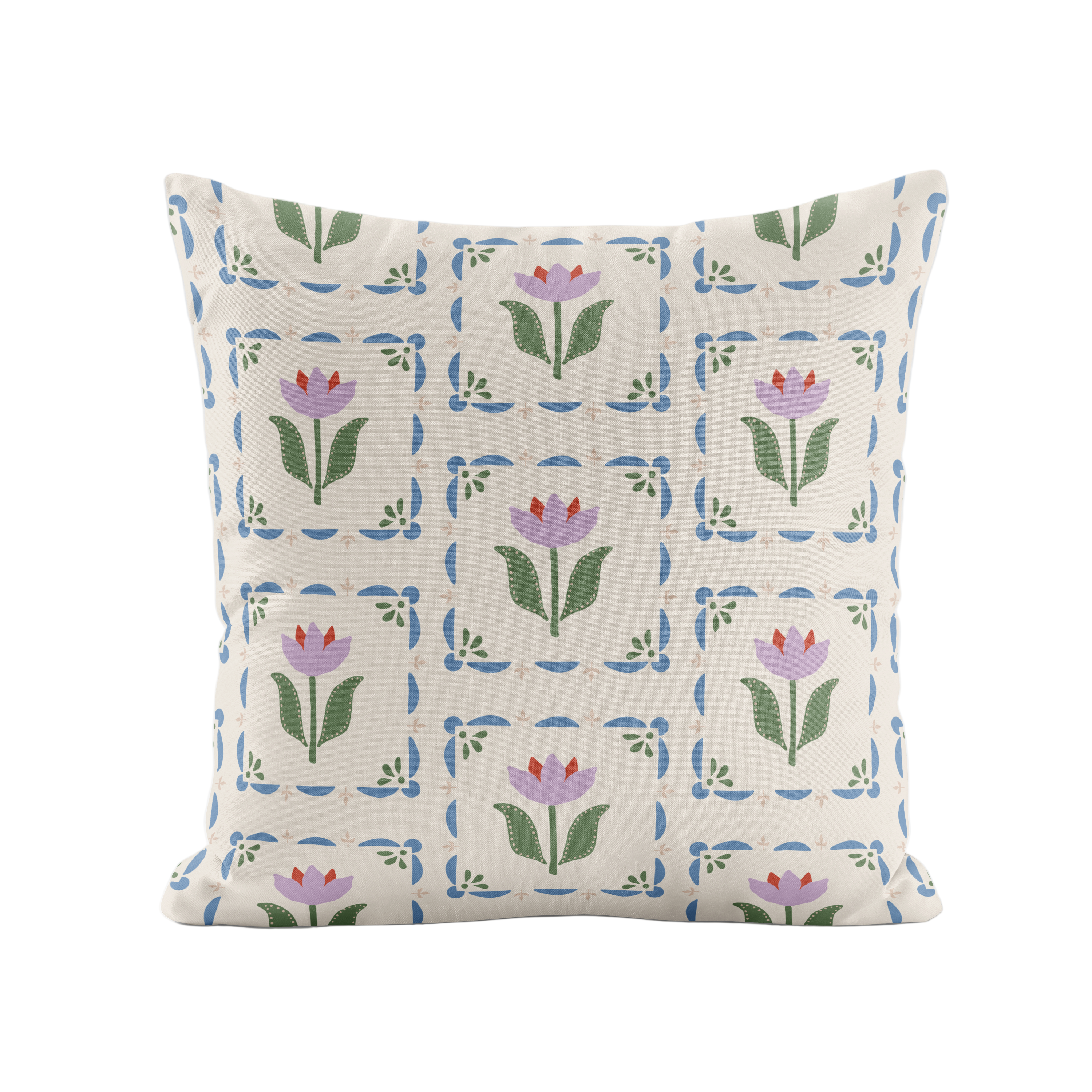 Floral pillow in lavender and green