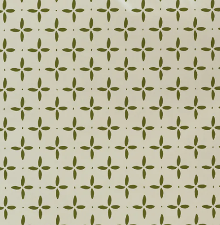 star patterned drapery panel in olive