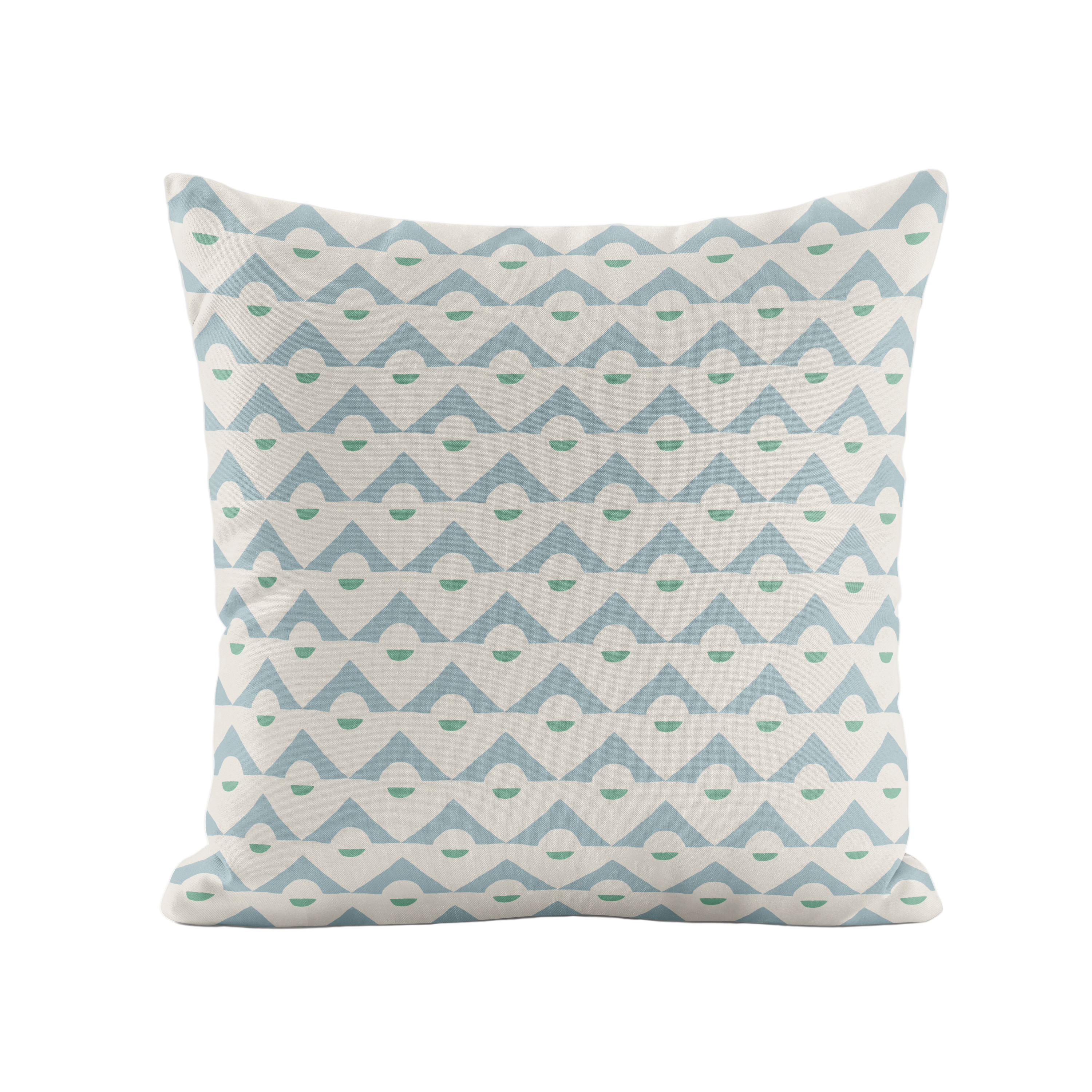 Geometric patterned pillow in Green and blue