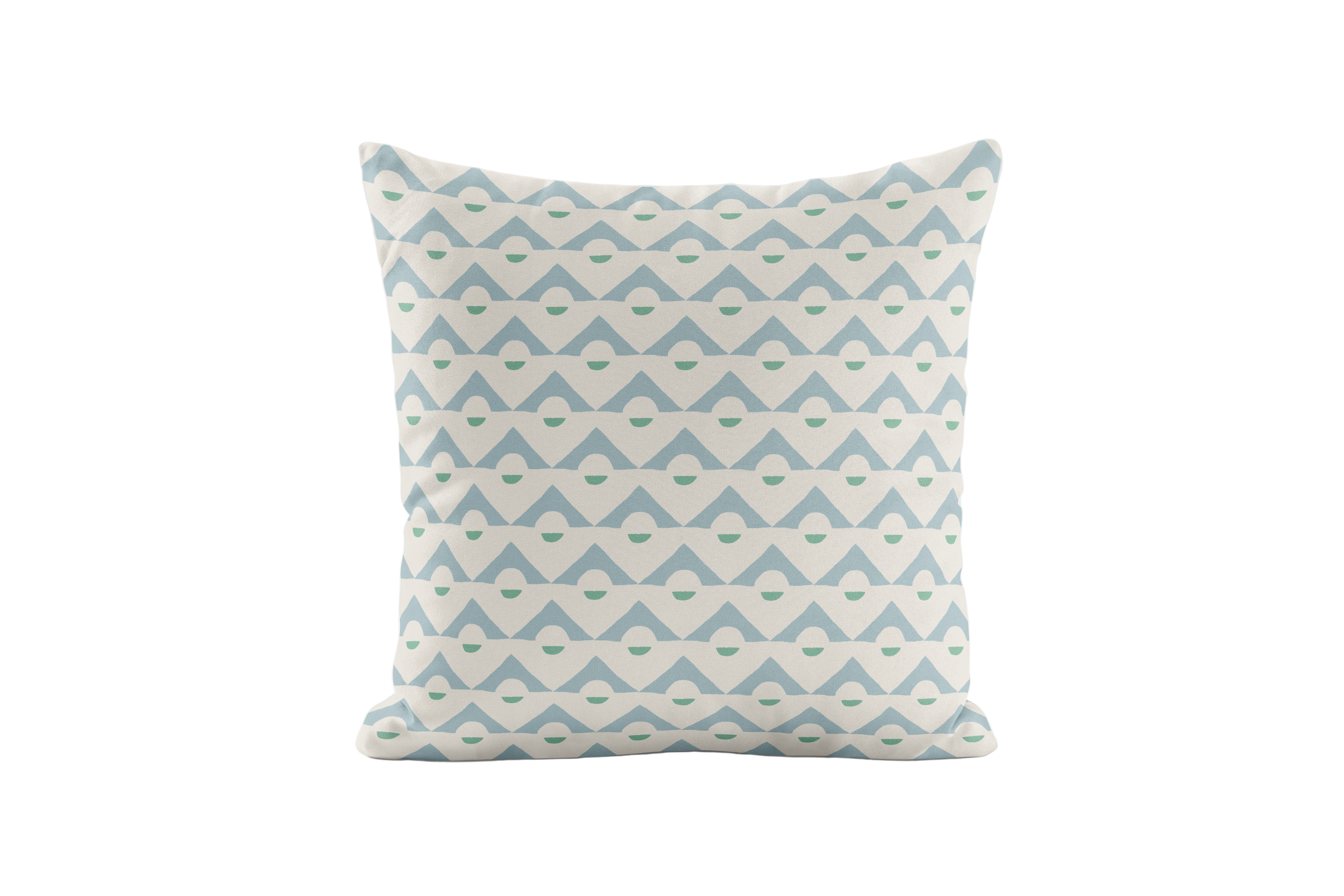 Geometric patterned pillow in Green and blue