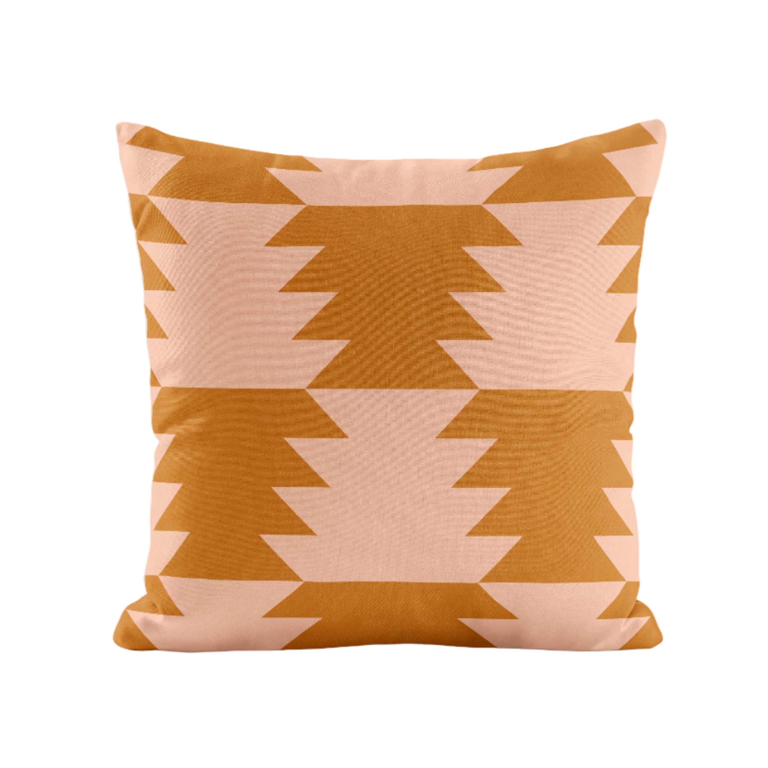 Geometric patterned pillow in auburn and peach