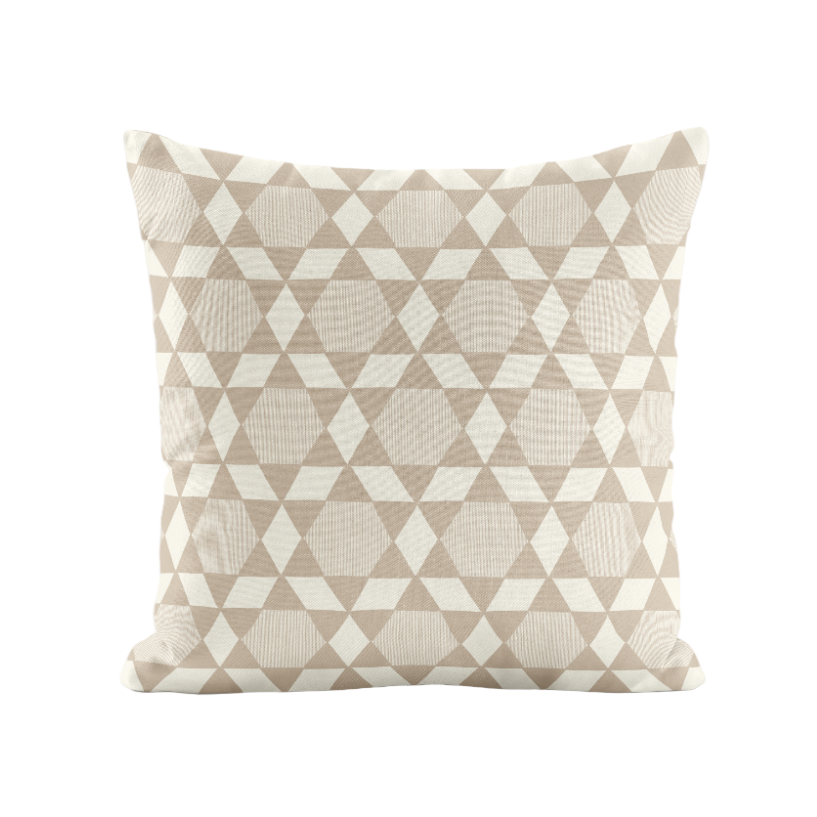 geometric patterned pillow in taupe