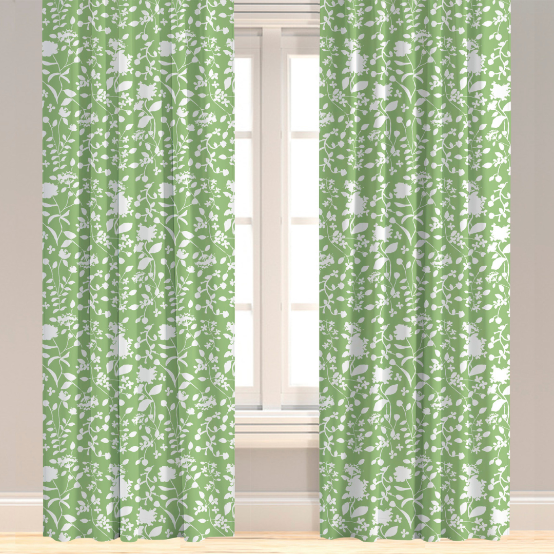 Green floral drapery by evelyn henson