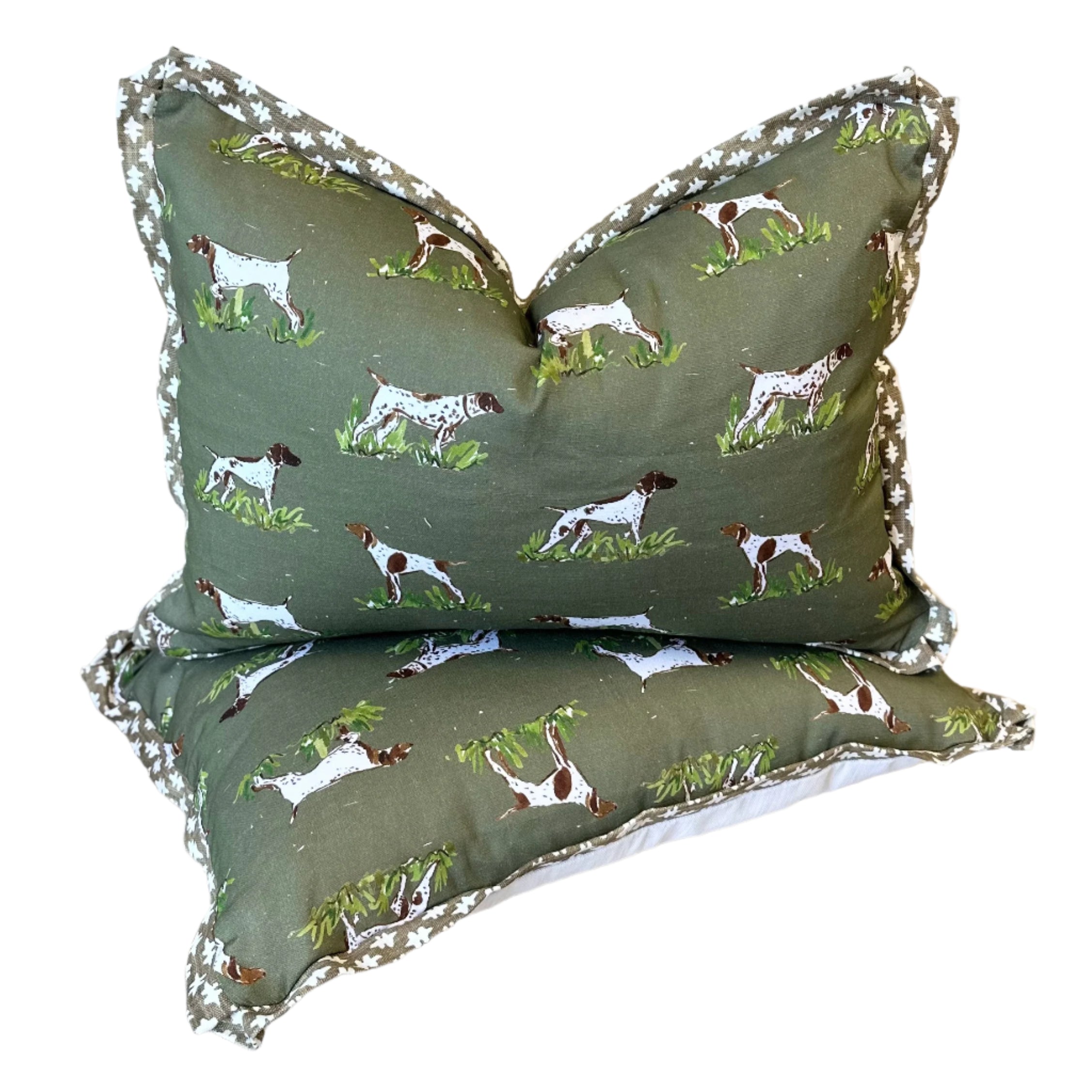 Hobbs in Olive with Gemma Flange Pillow Covers (PAIR) for 20x26" inserts