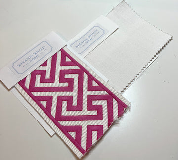White Cotton with Hot Pink Corfu Tape Drapery Panel (Stain & Soil Repellant)