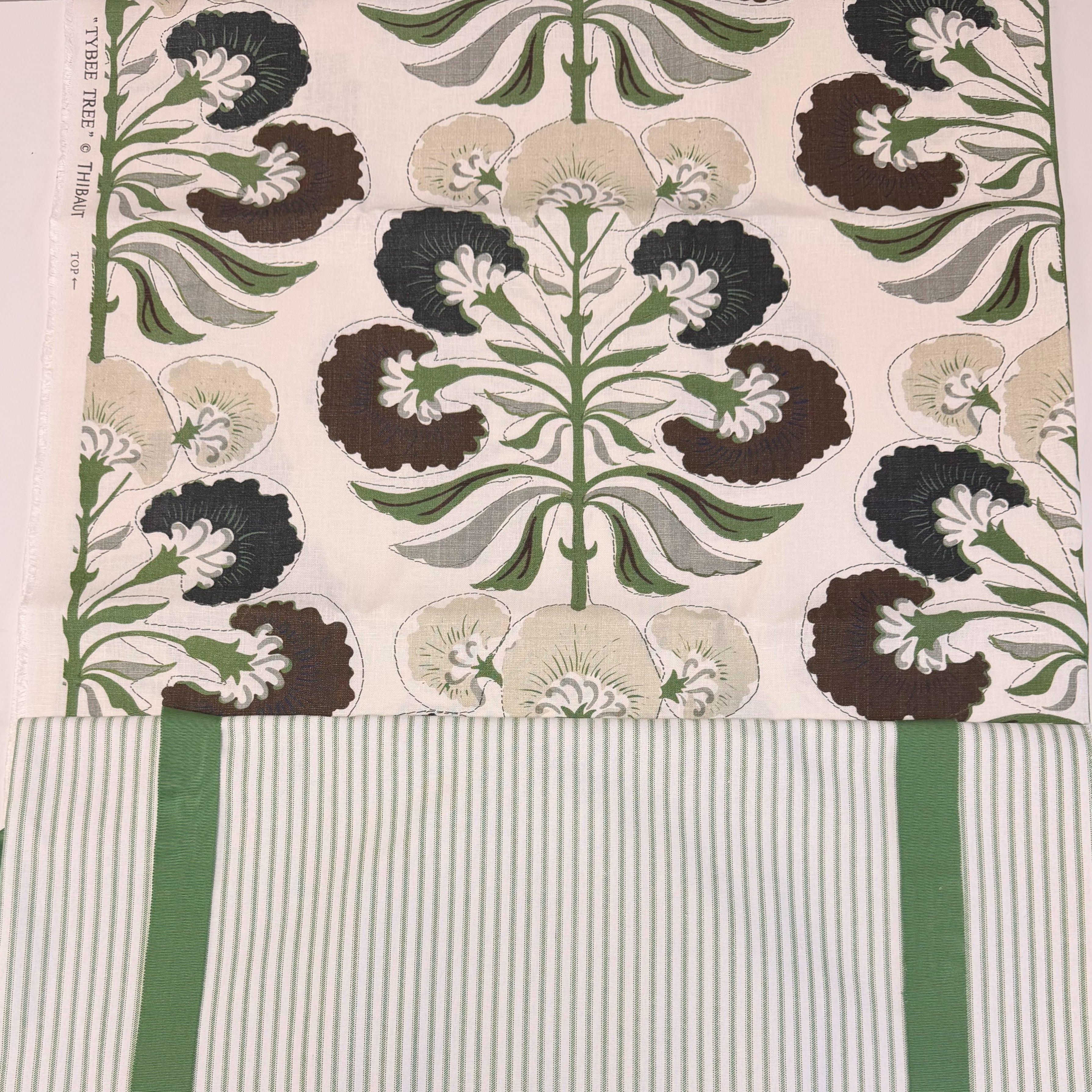 Patterned fabric with floral design and striped border