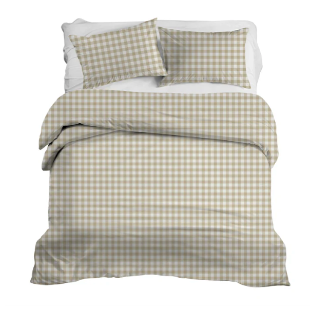 Iva Check Duvet in Fawn- Wheaton Whaley Home