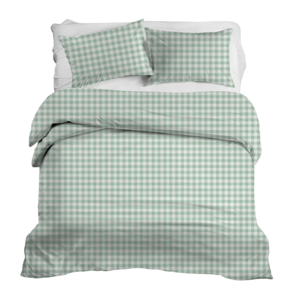 Iva Check Duvet in Seafoam - Wheaton Whaley Home
