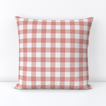 Iva Check Pillow Cover in Coral-WWH2