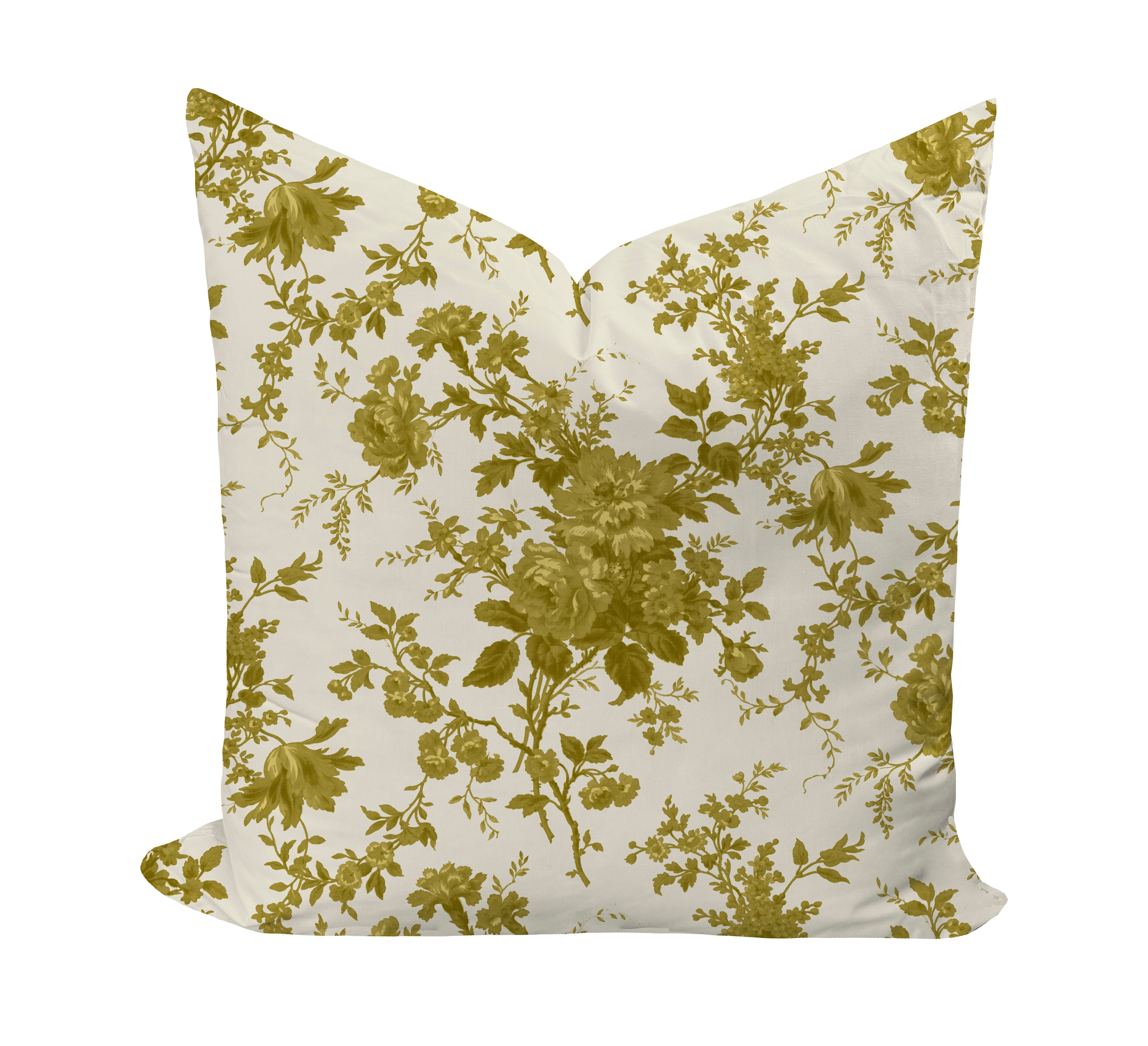 Floral patterned pillow in yellow