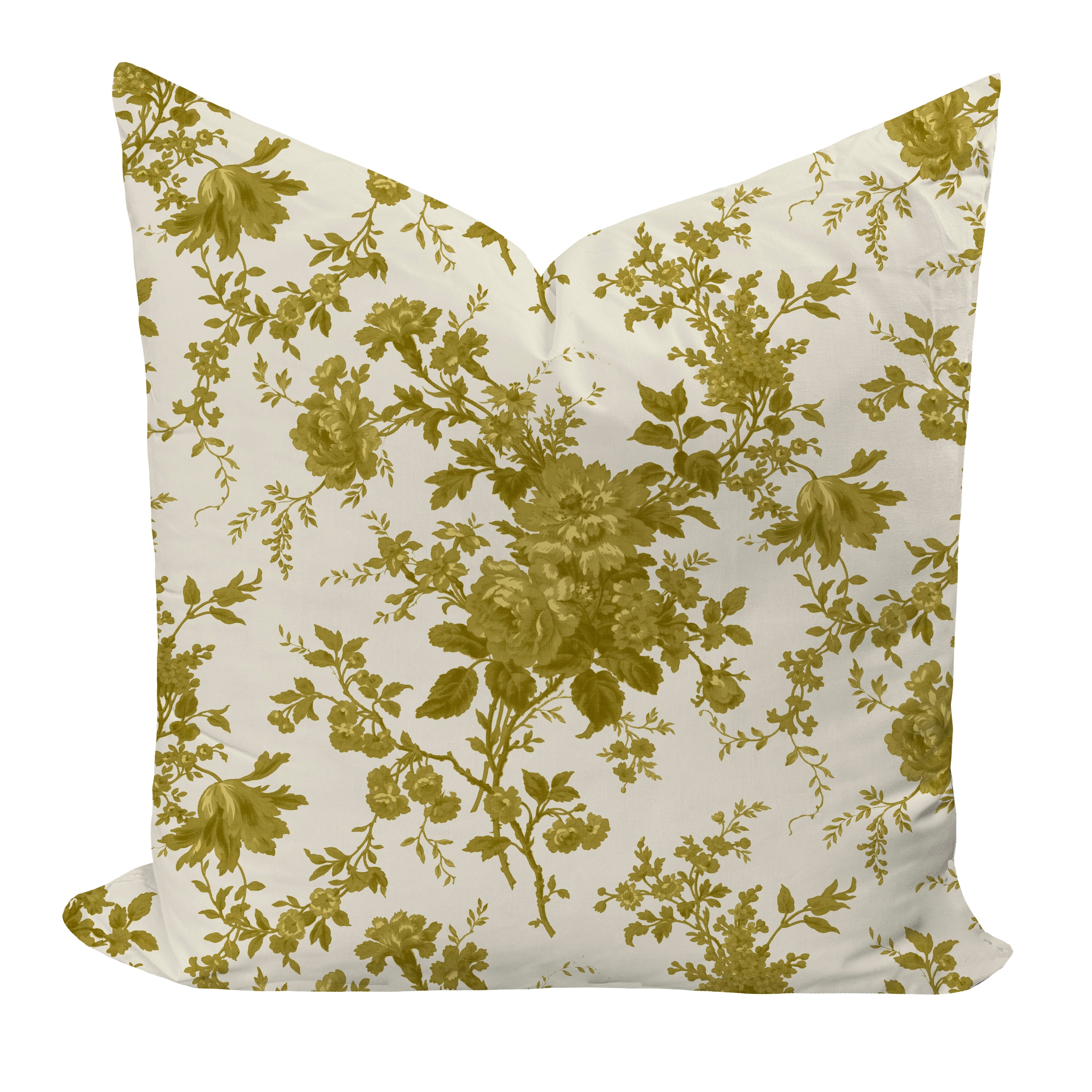 Floral patterned pillow in yellow