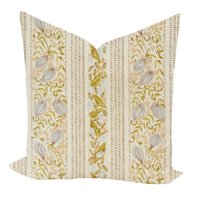 Floral bedding pillow in Periwinkle and Brown