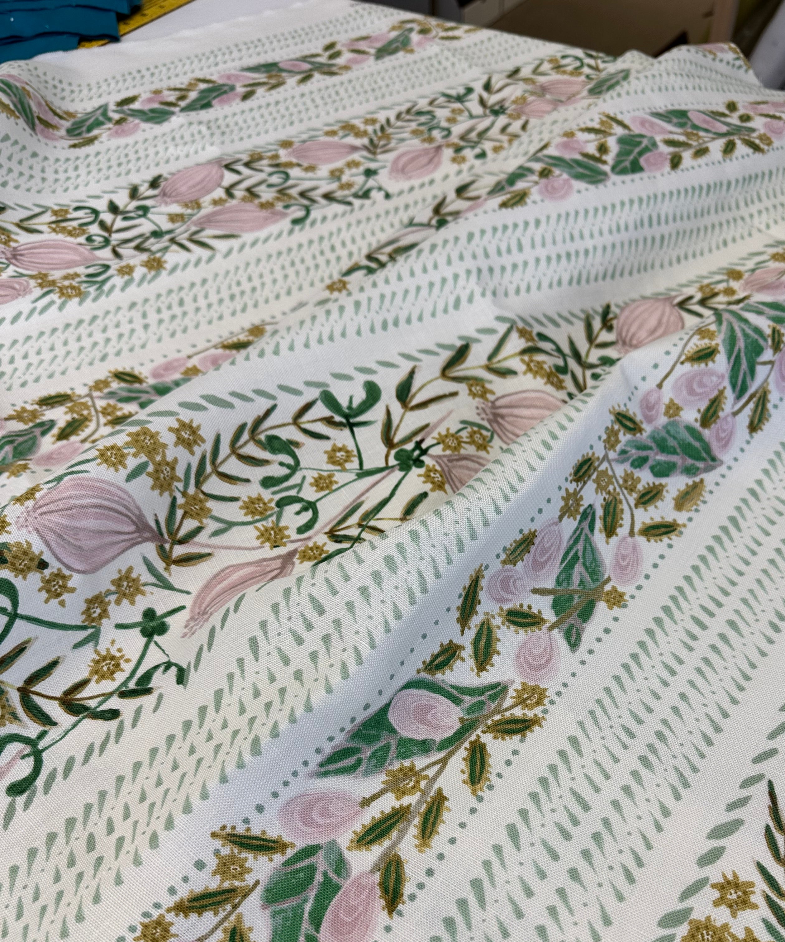 Pink and Green floral fabric