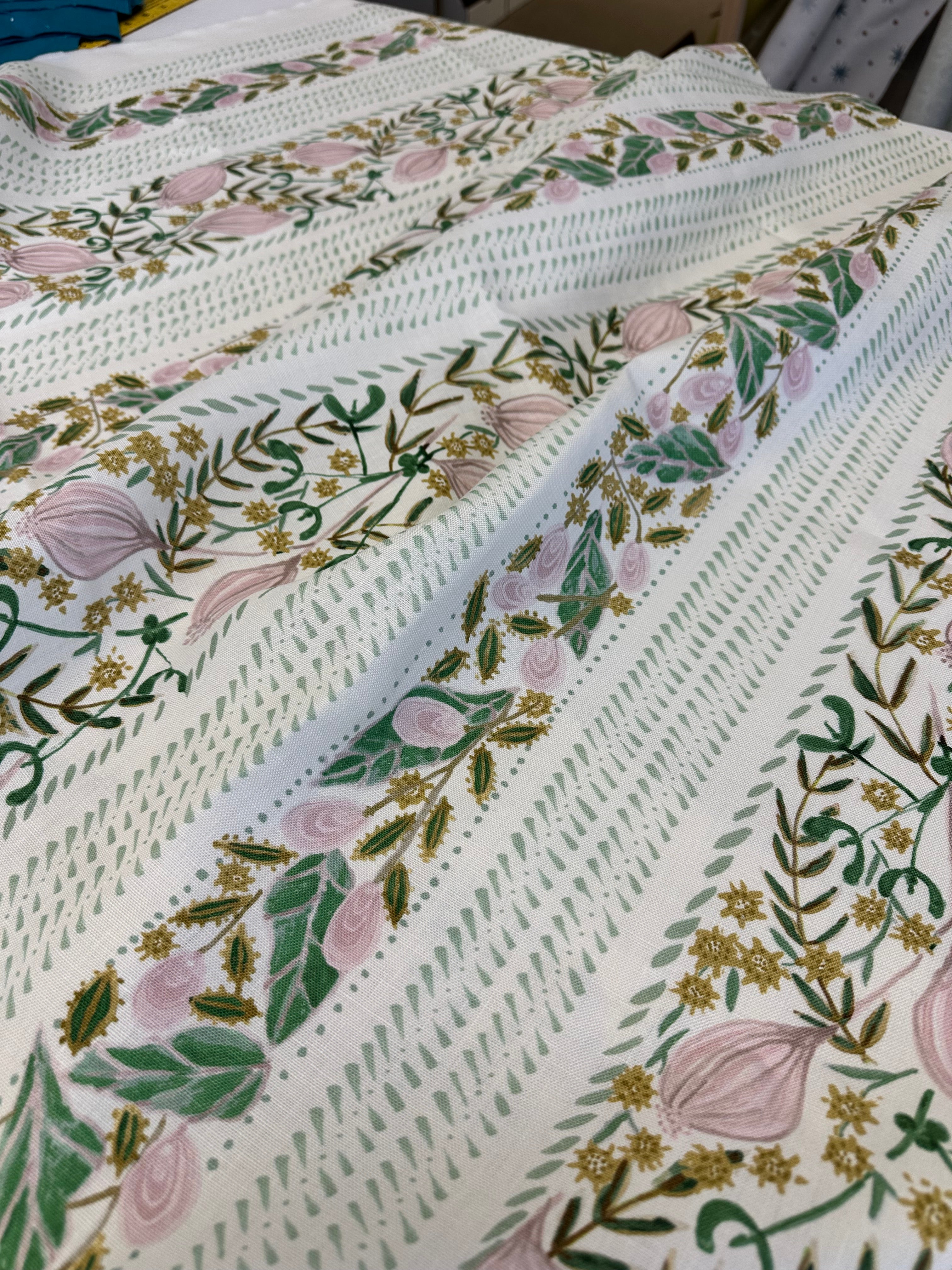 Pink and Green floral fabric