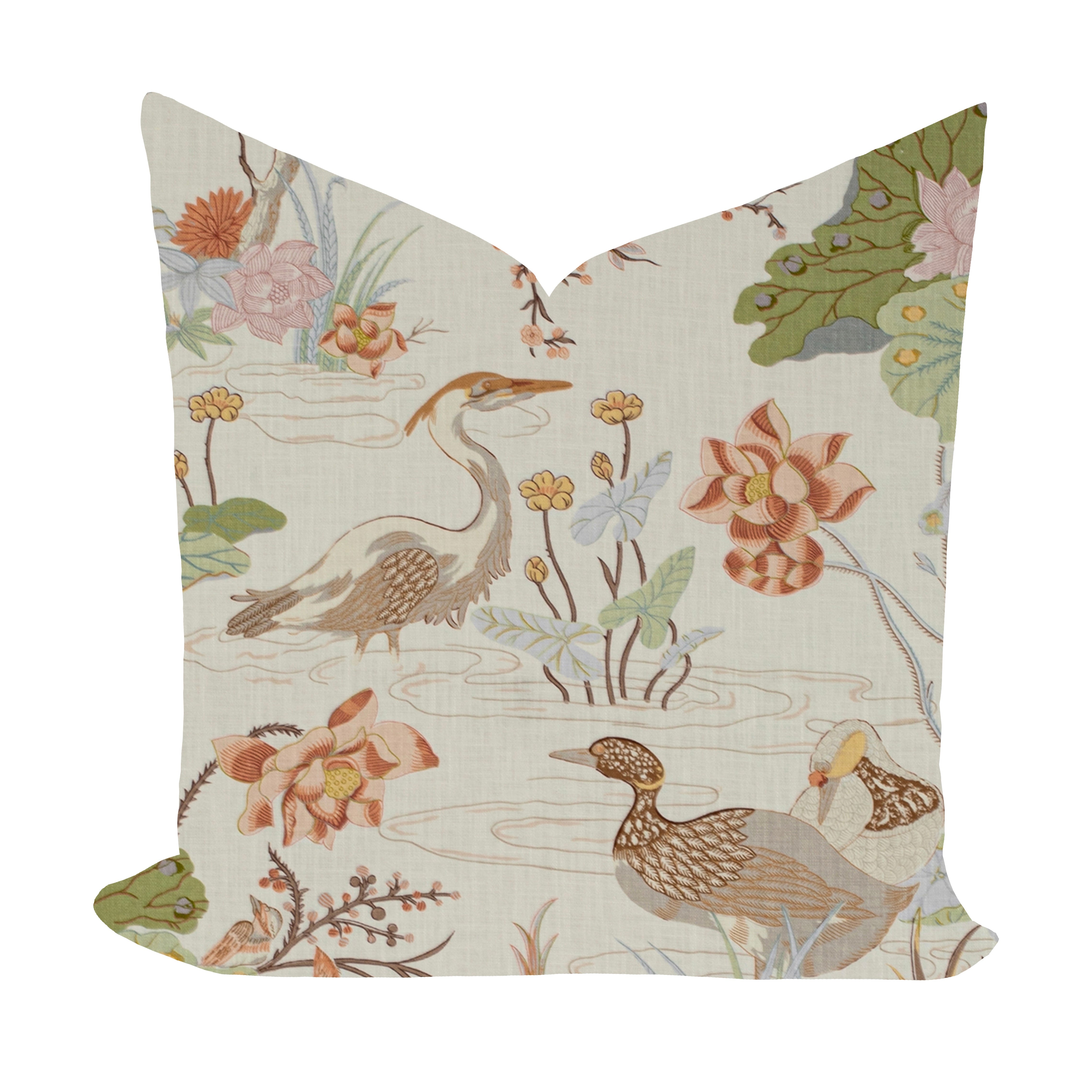 Pillow Cover with birds and flowers