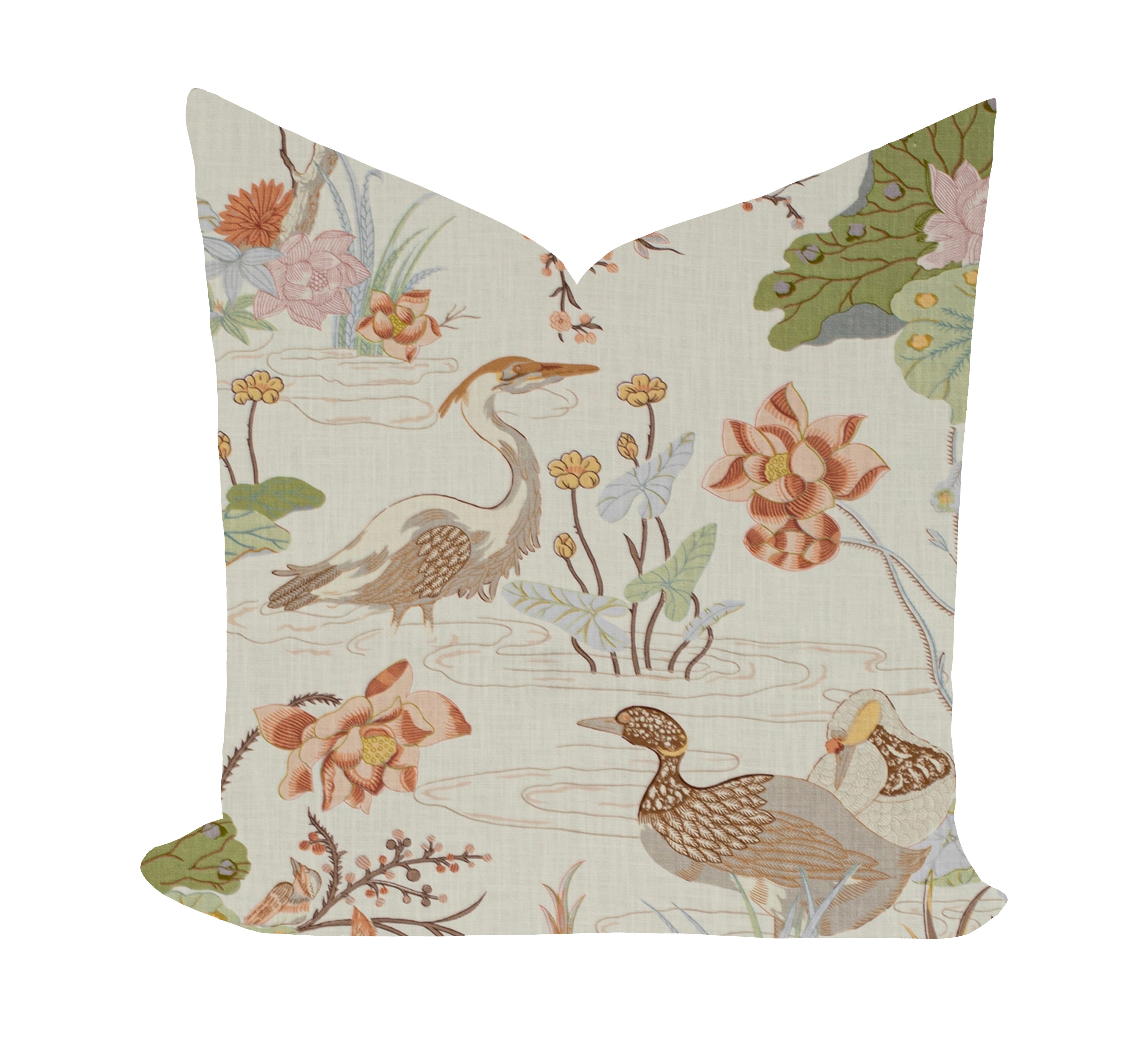 Pillow Cover with birds and flowers