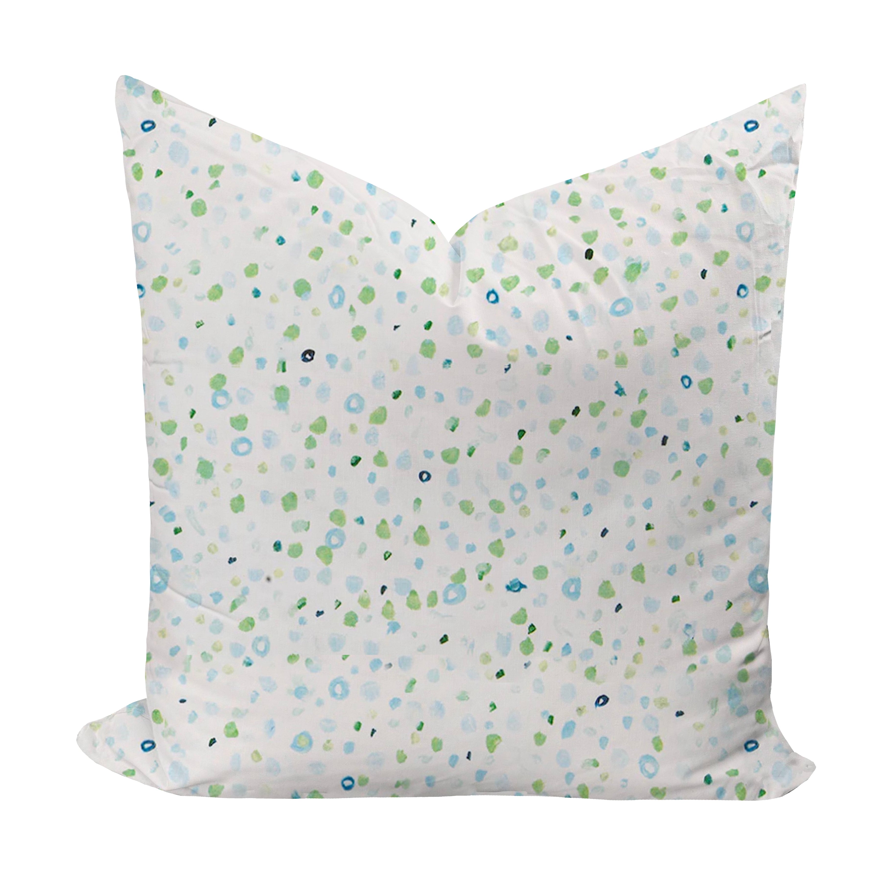 Dotted patterned pillow in blue and green