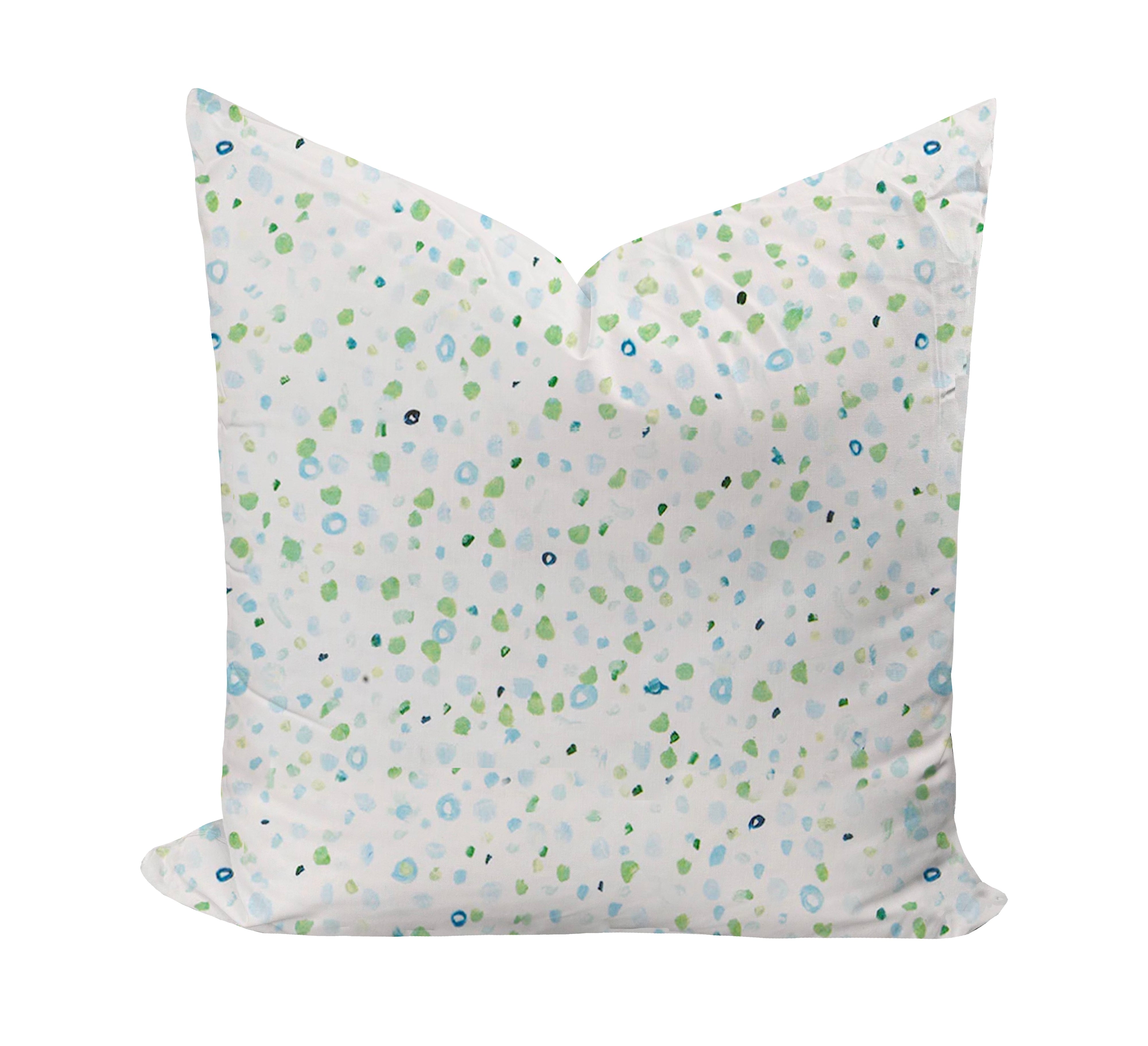 Dotted patterned pillow in blue and green