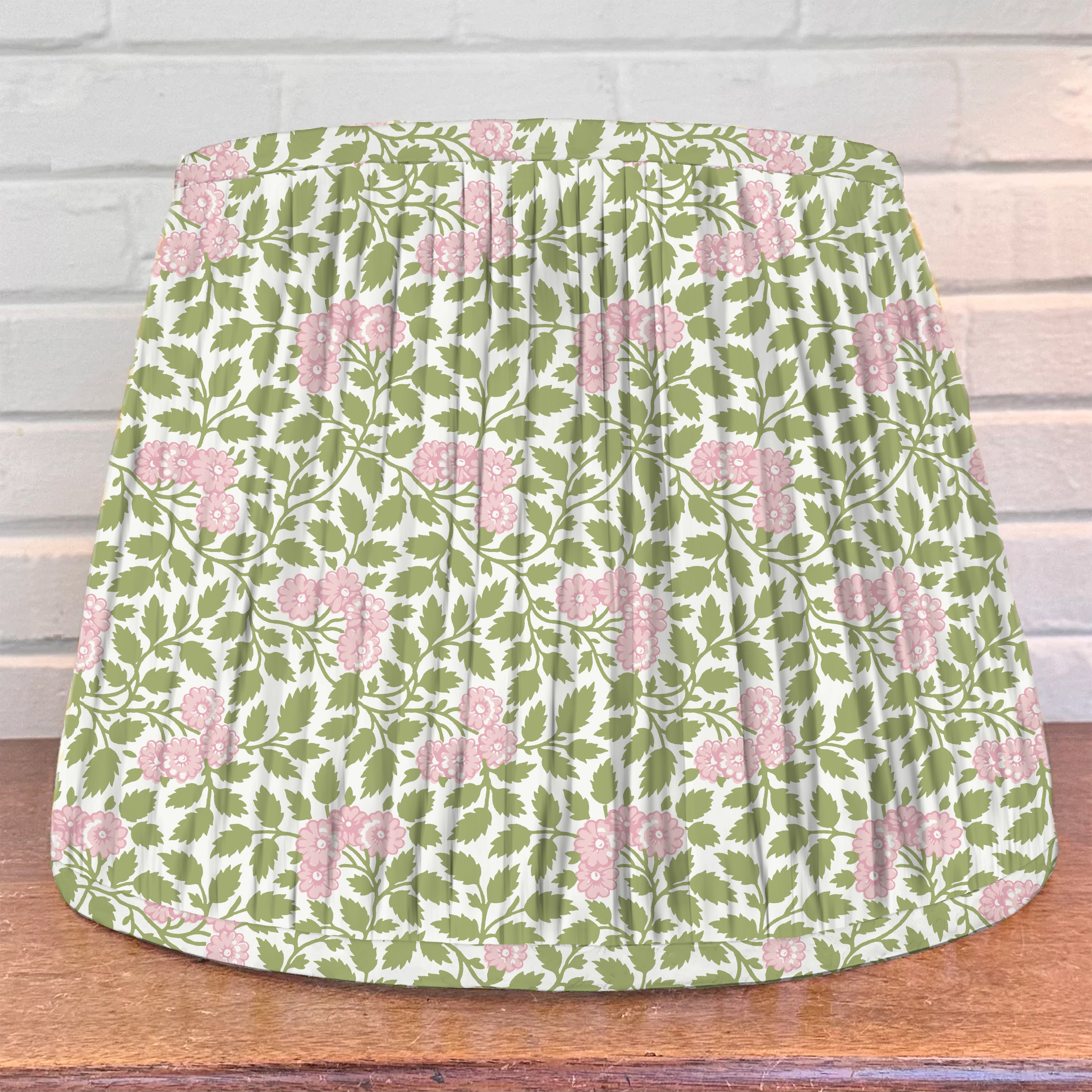 Pink and green floral lampshade