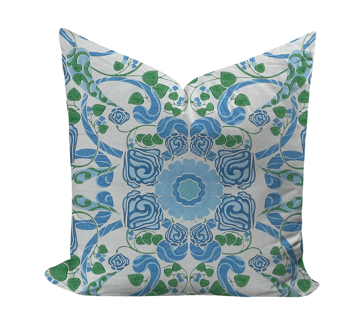Blue and green bold floral print pillow cover by Thibaut