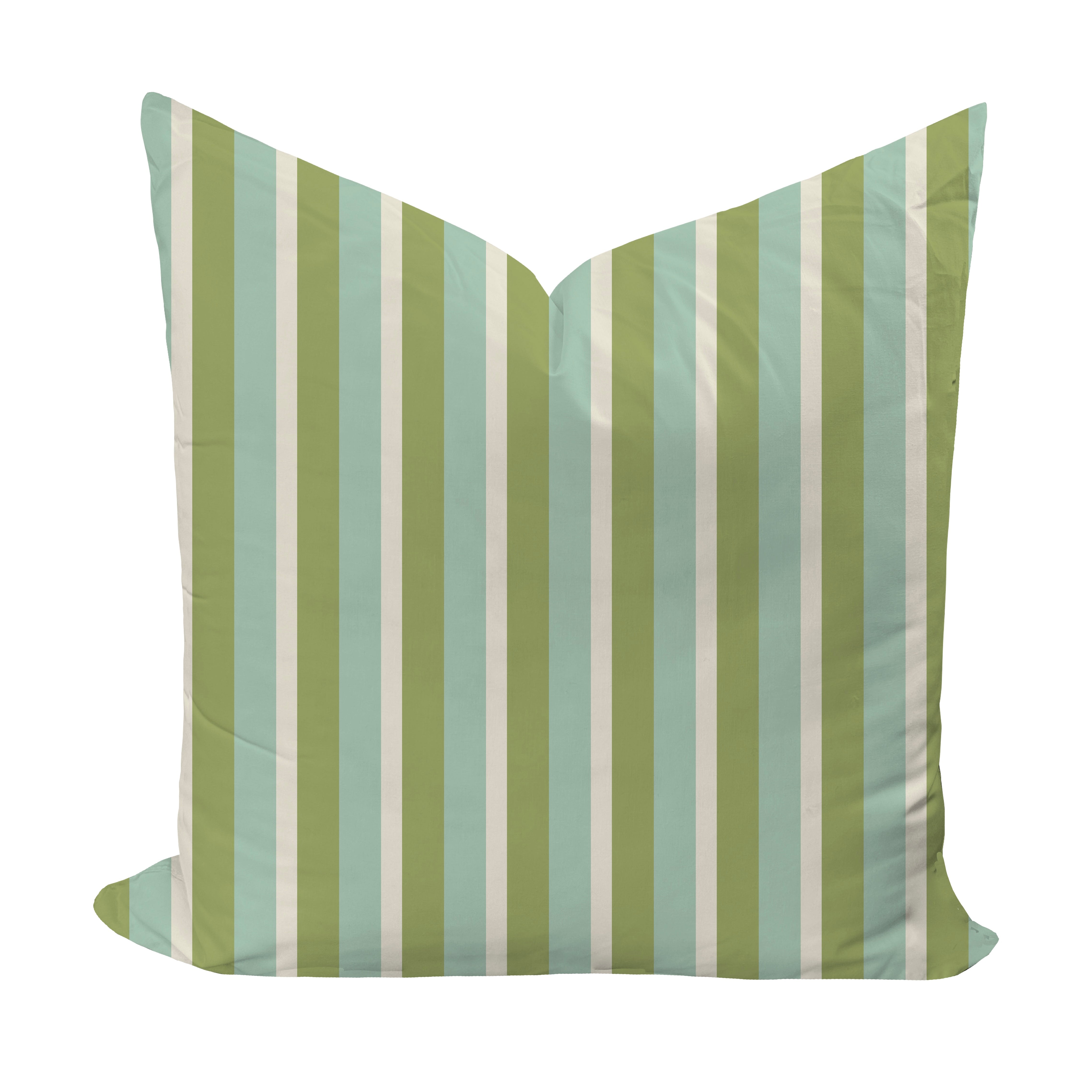 Striped pillow in green and blue