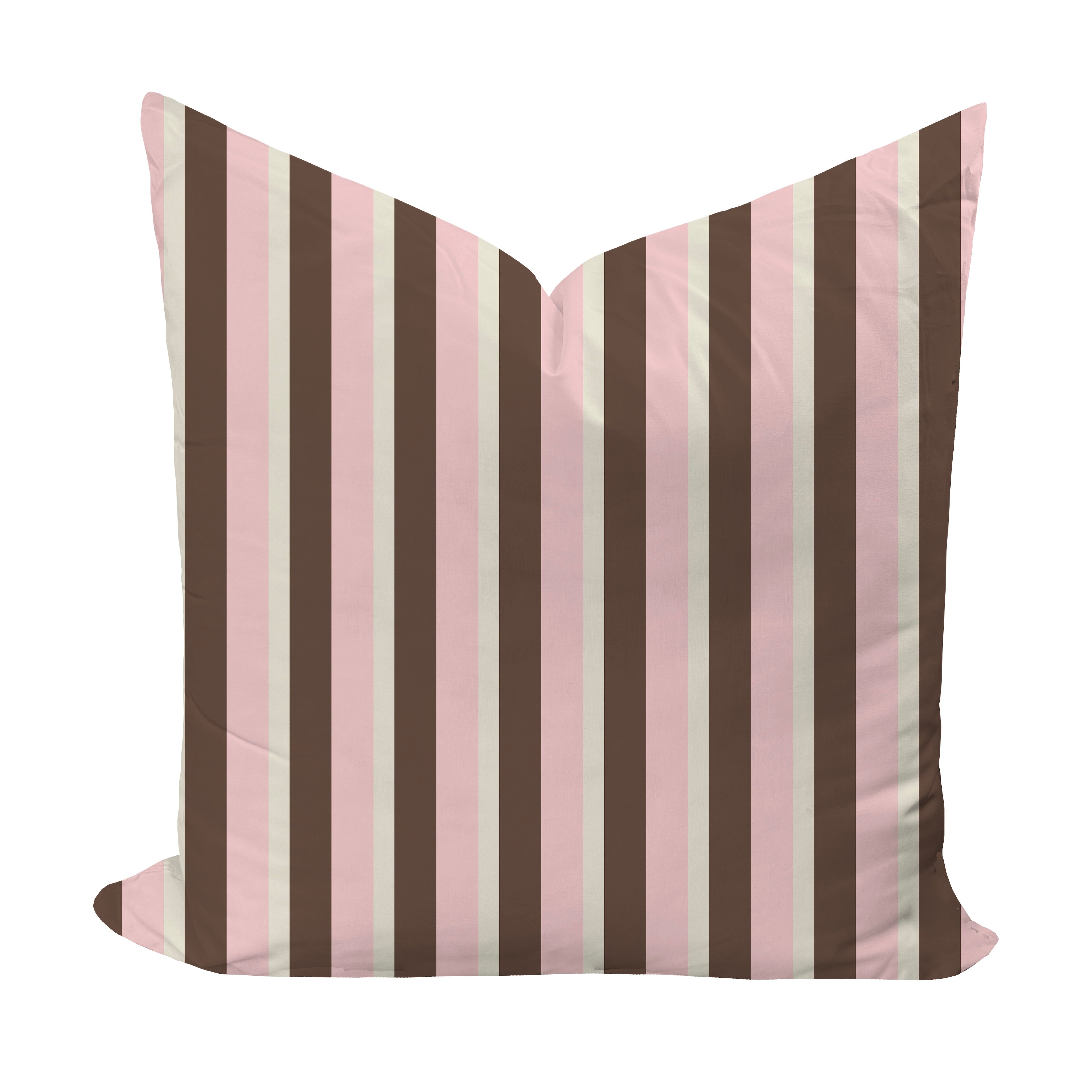 Pink and brown striped pillow