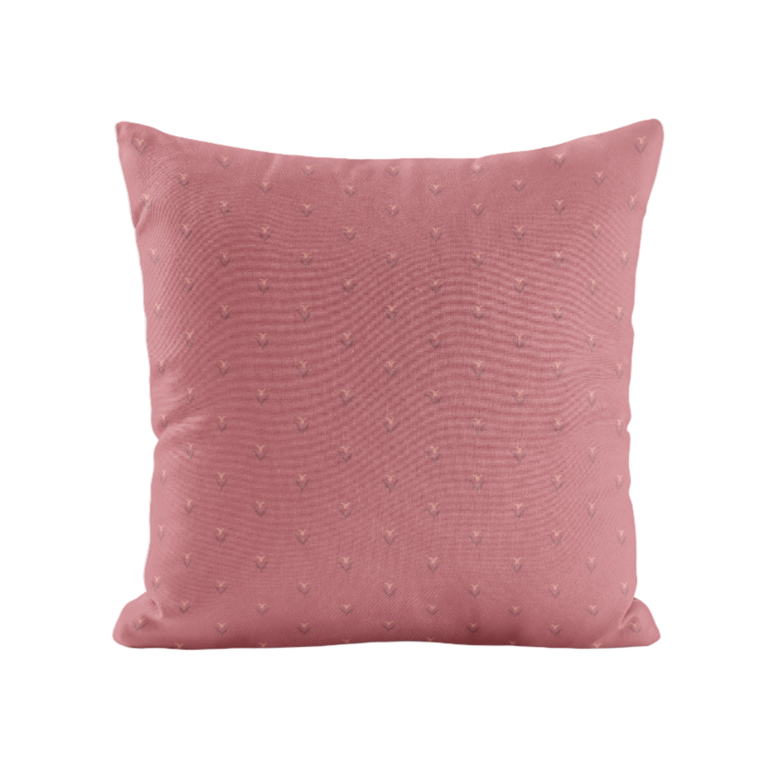 Cottagecore Pink pillow with subtle floral pattern on a white background