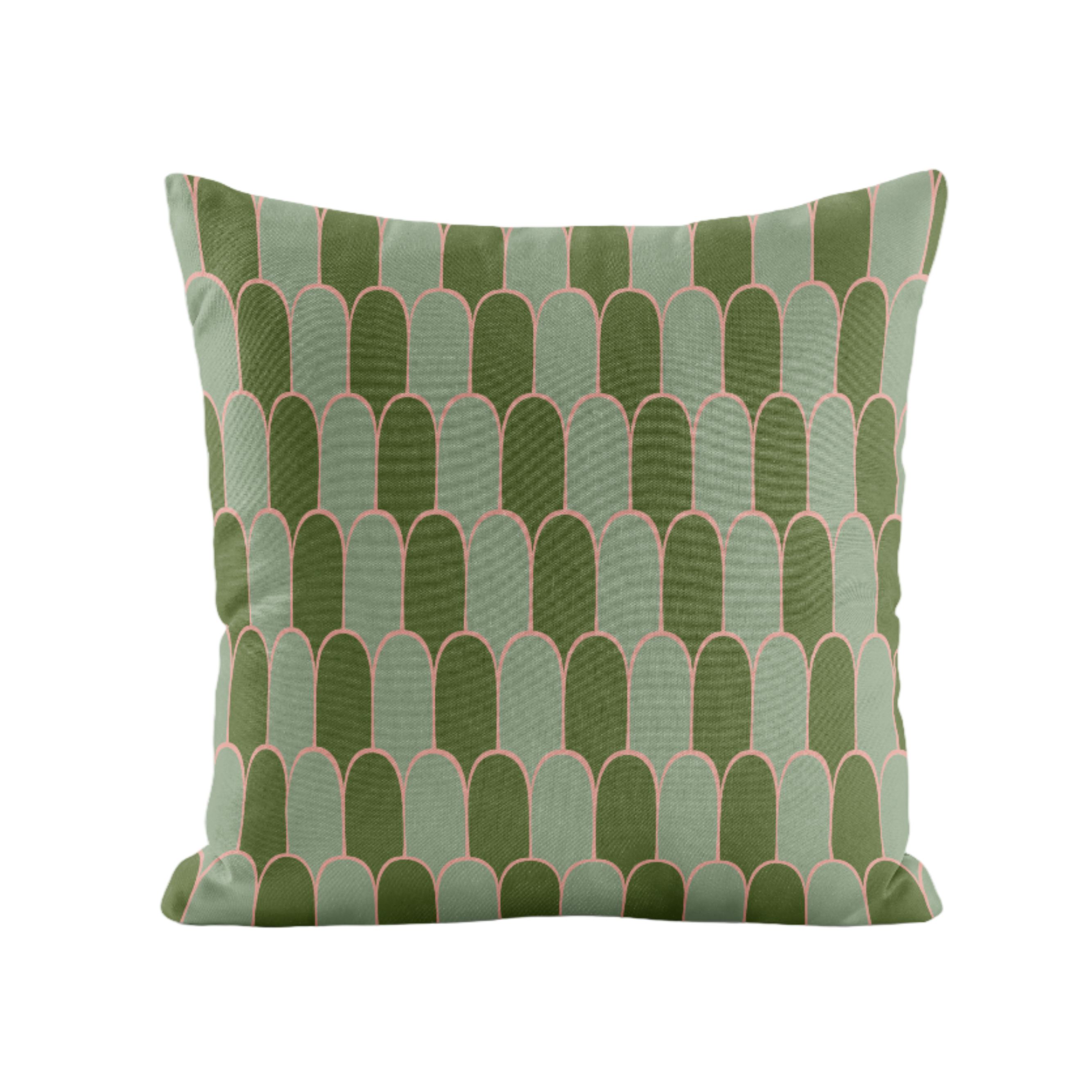 Green and pink geometric patterned pillow cover