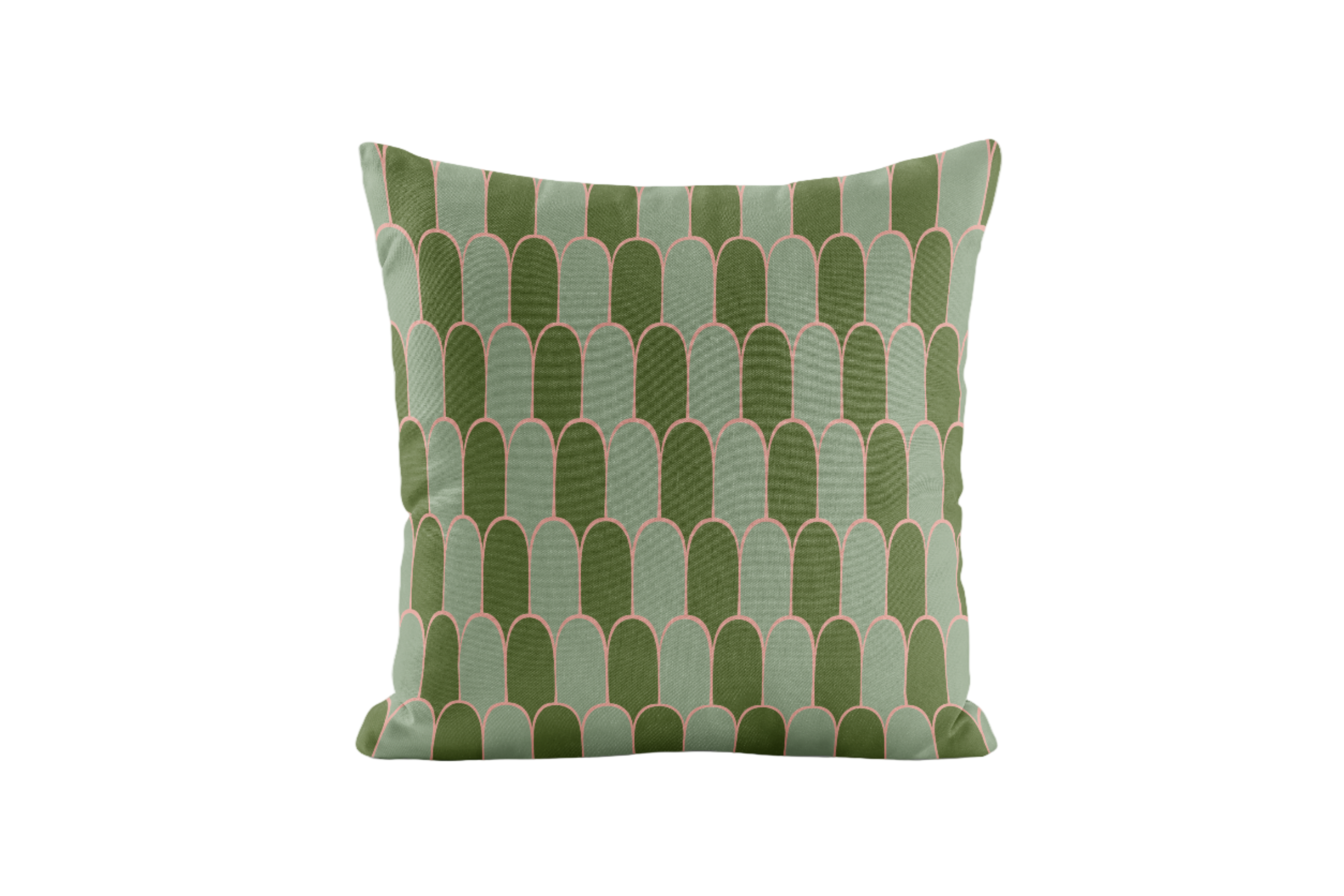 Green and pink geometric patterned pillow cover